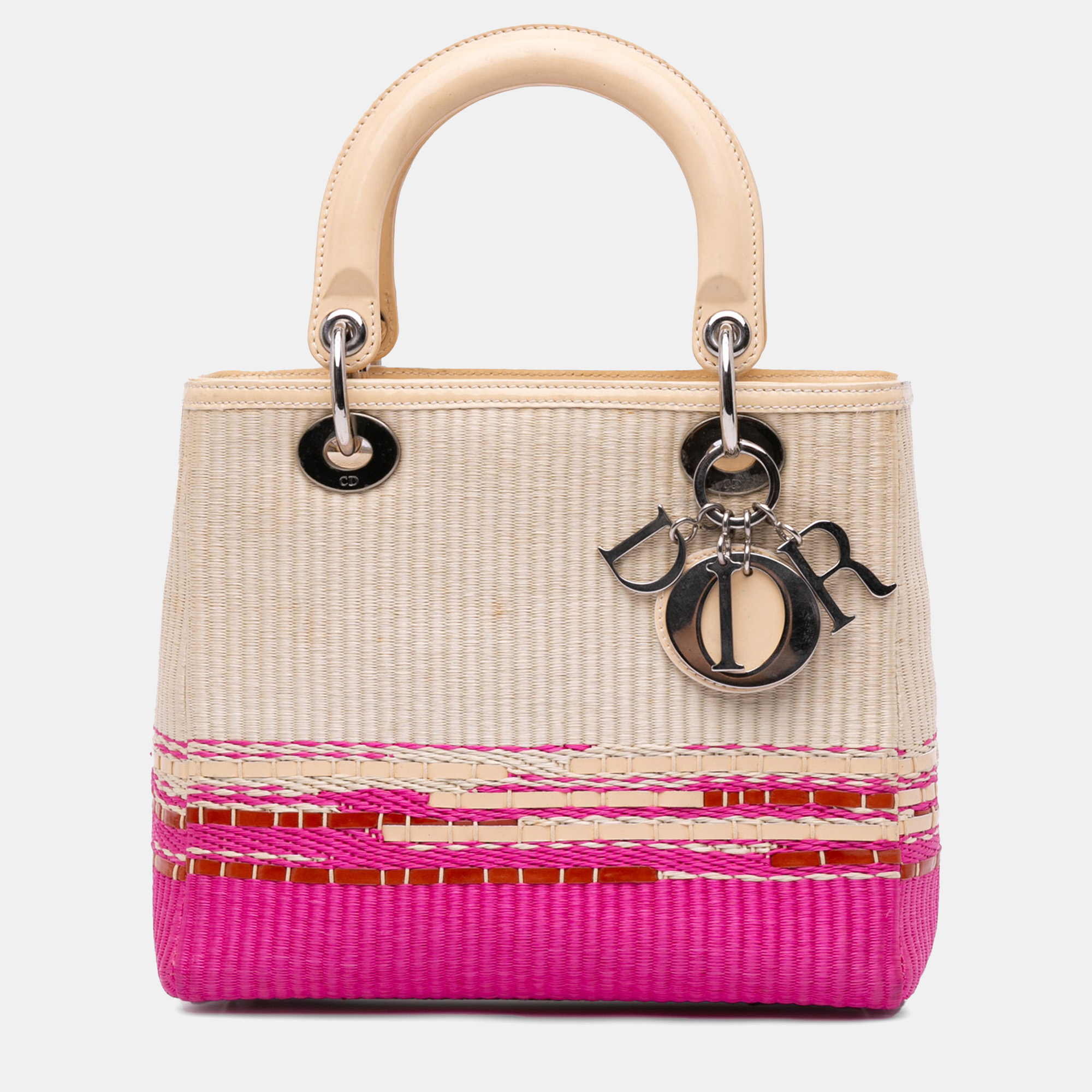 

Dior Beige Pink Medium Raffia Lady Dior