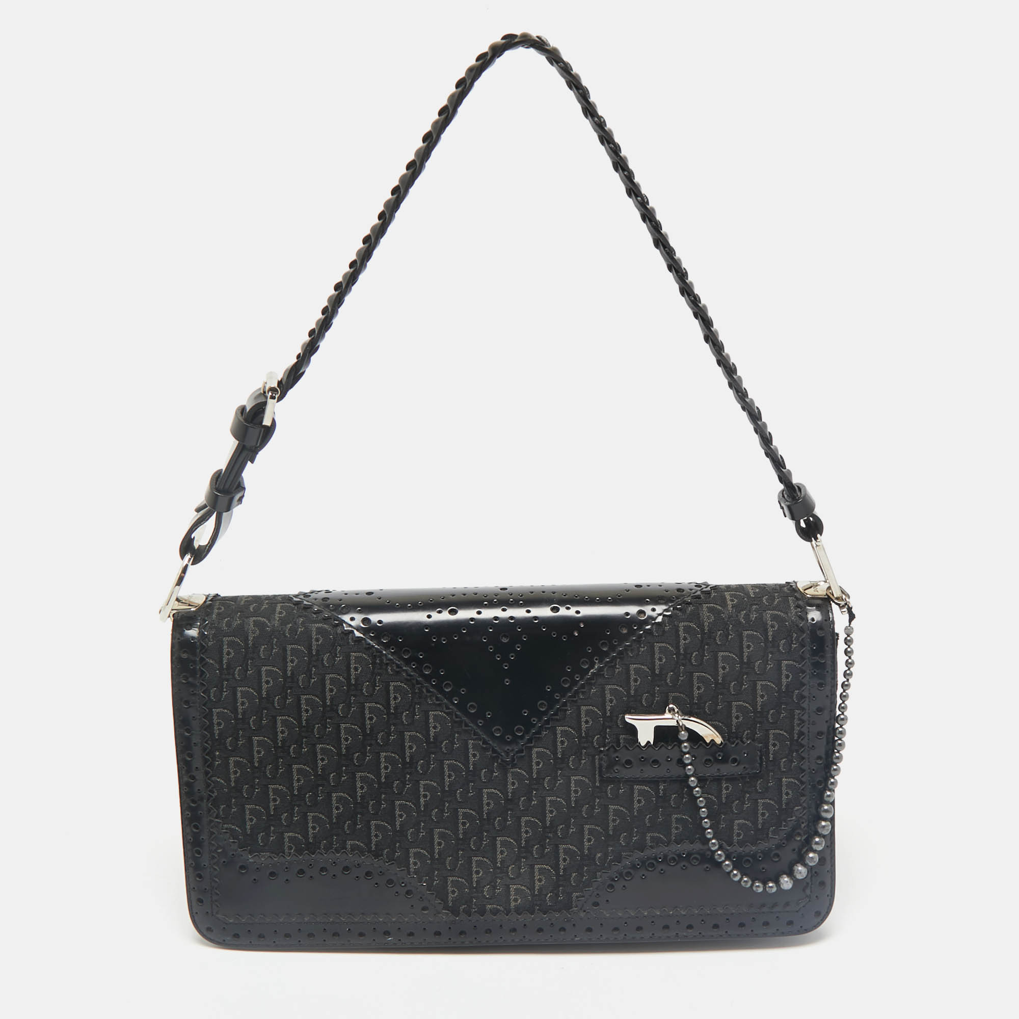 

Dior Black Diorissimo Canvas D'Trick Shoulder Bag