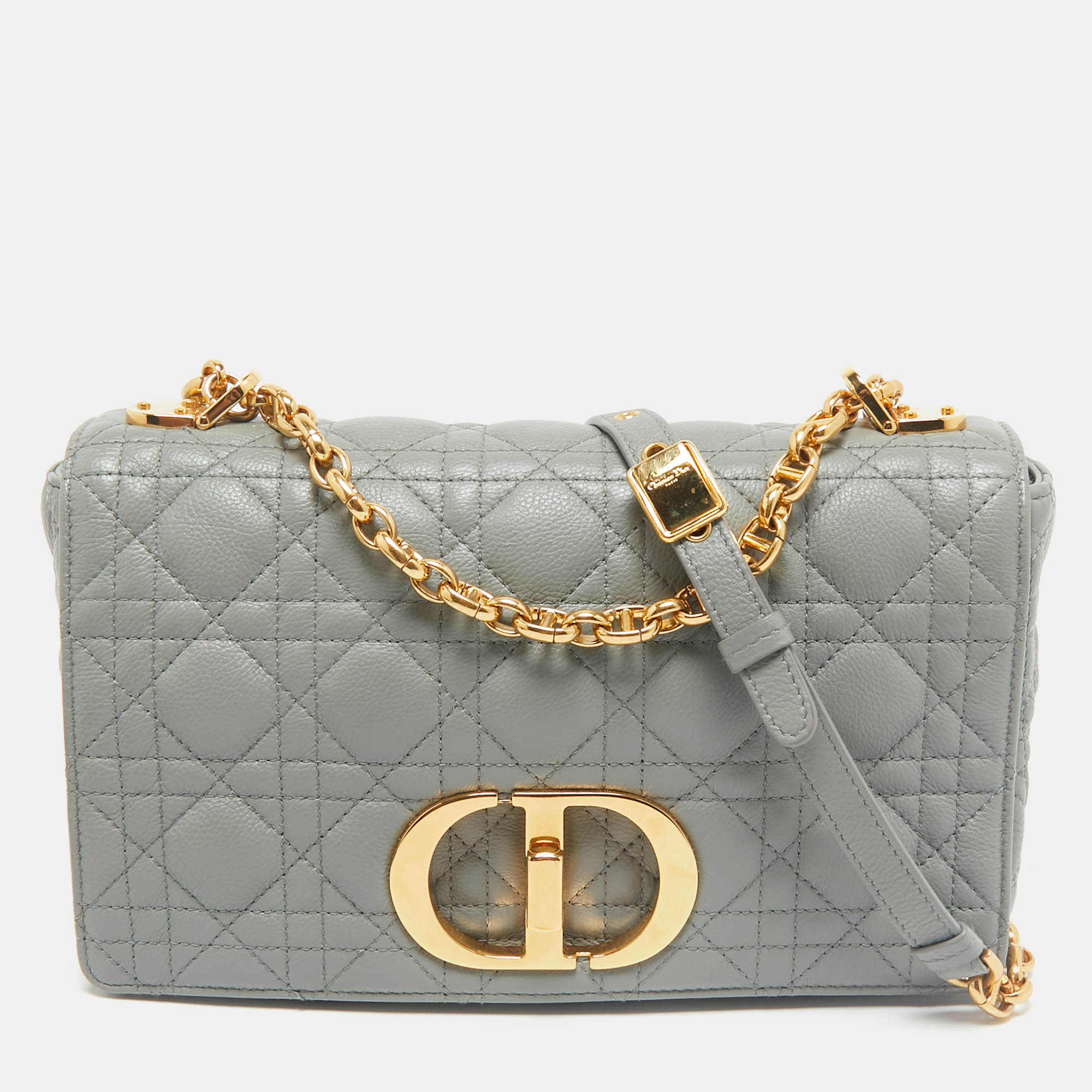 

Dior Grey Cannage Leather  Caro Shoulder Bag