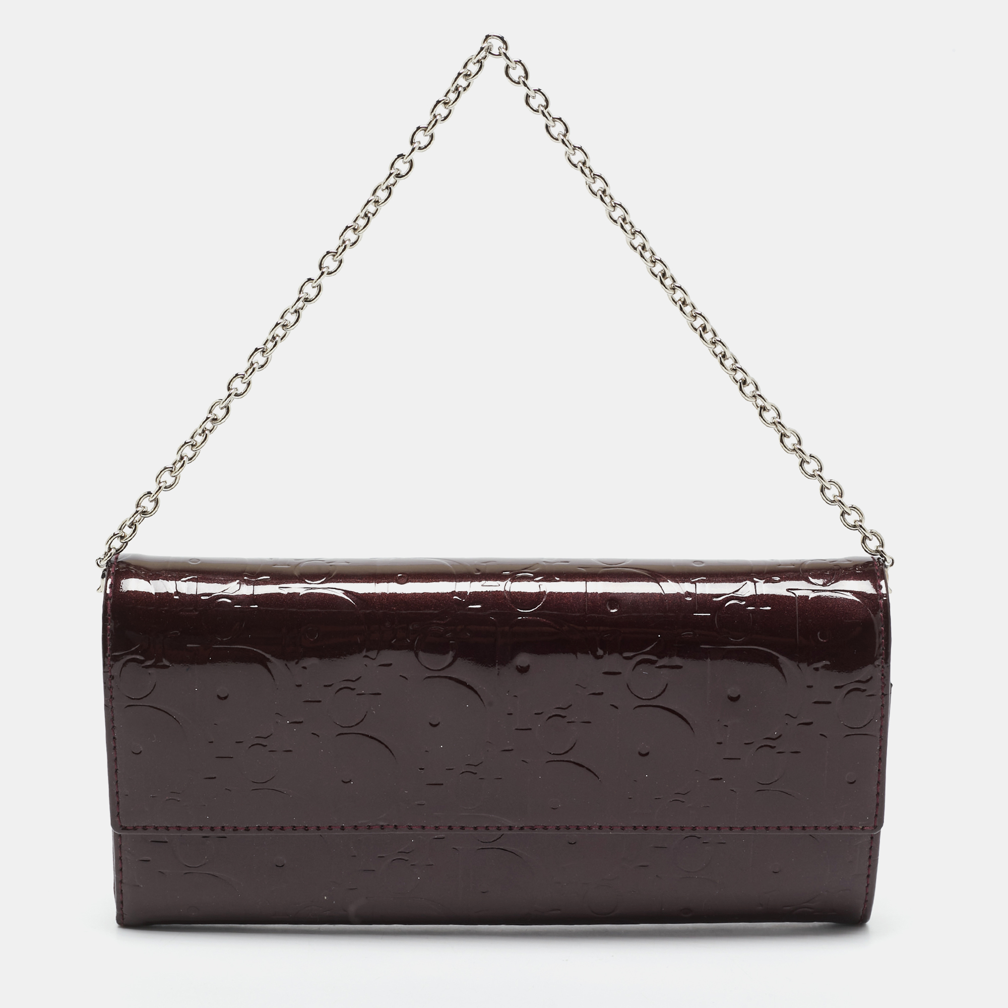 

Dior Burgundy Oblique Patent Leather Wallet On Chain