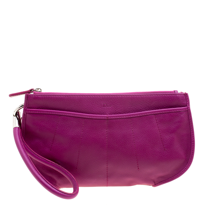 Pre Owned حقيبة كلتش ديور 61 جلد ماغينتا