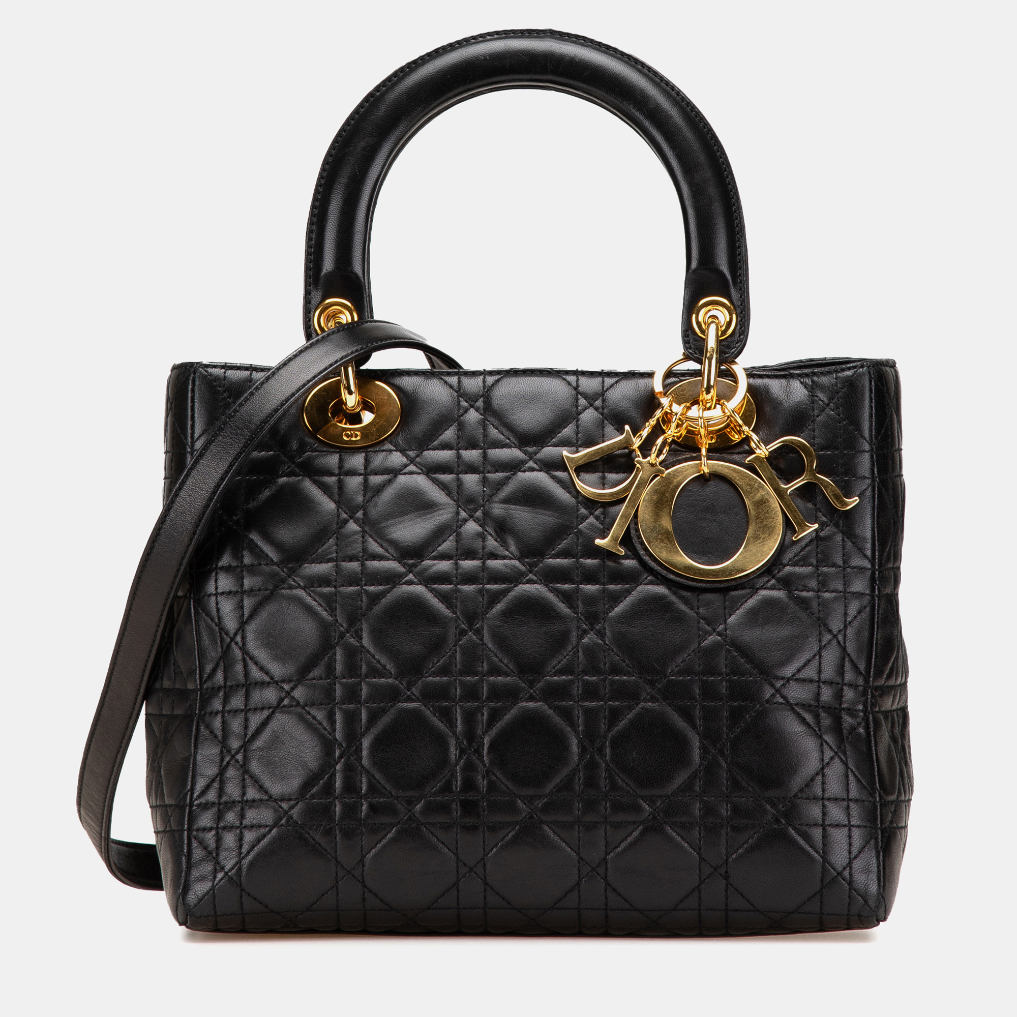 

Dior Black Medium Lambskin Cannage Lady Dior