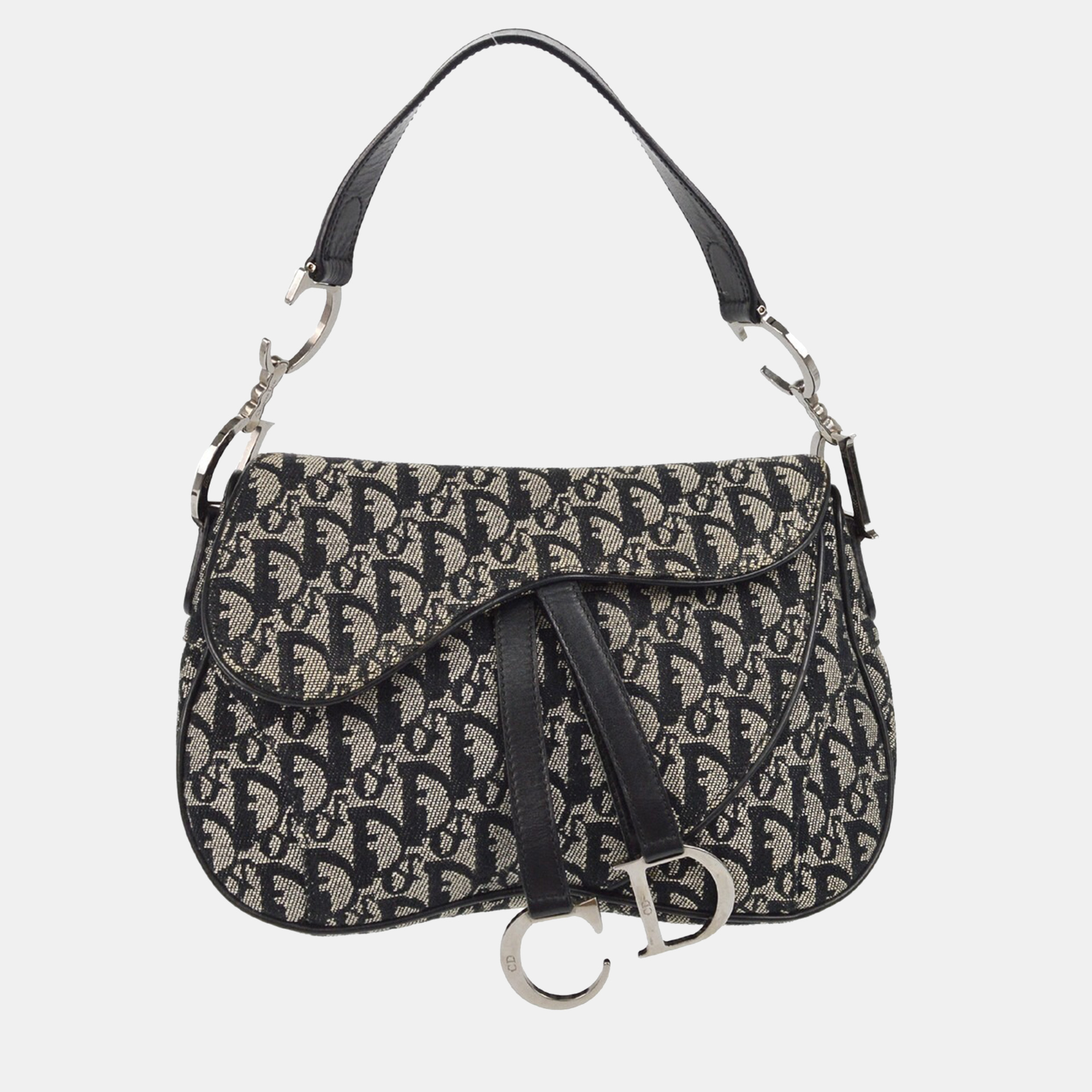 

Christian Dior Black Double Saddle Handbag