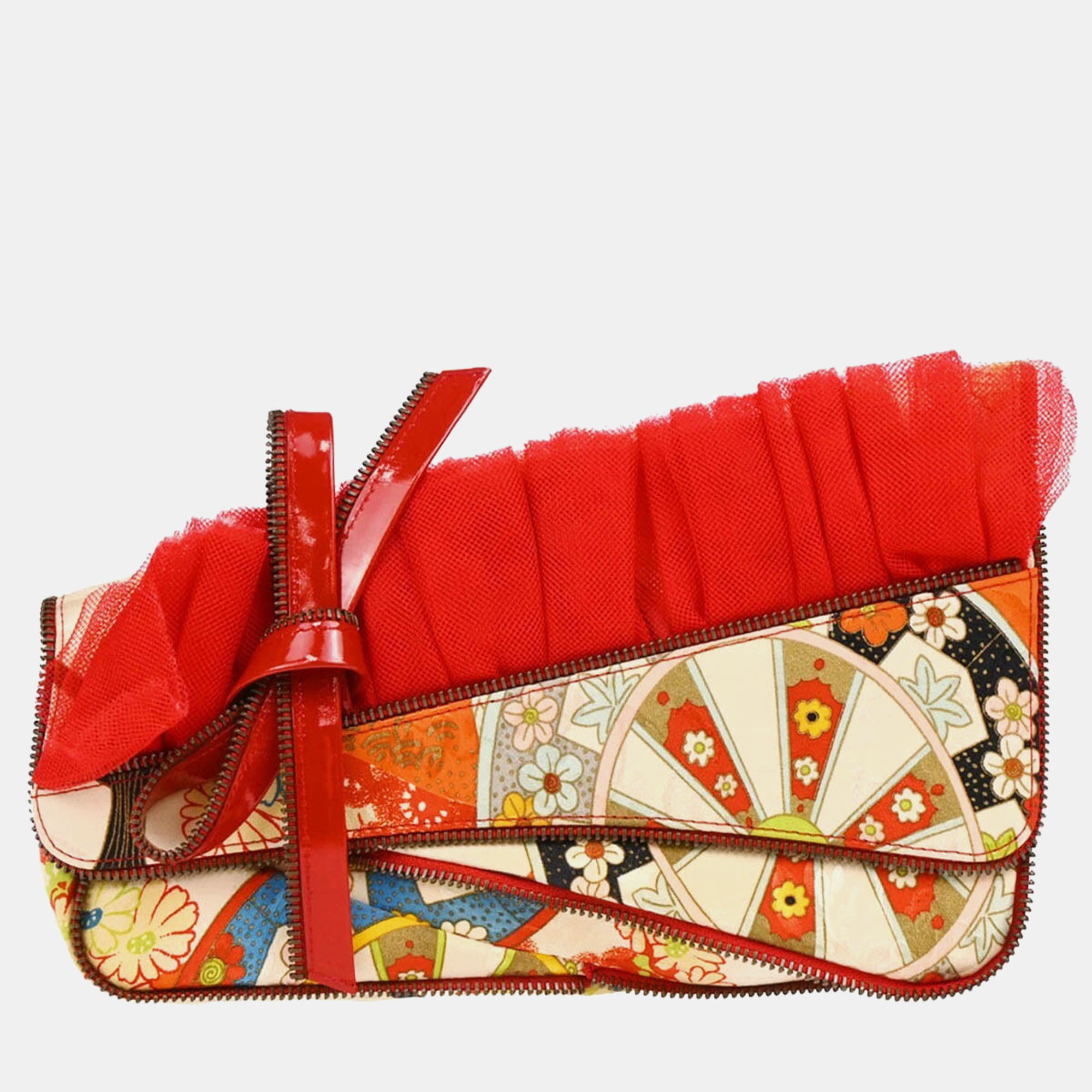 

Christian Dior Multicolor Silk Embroidered Saddle Clutch