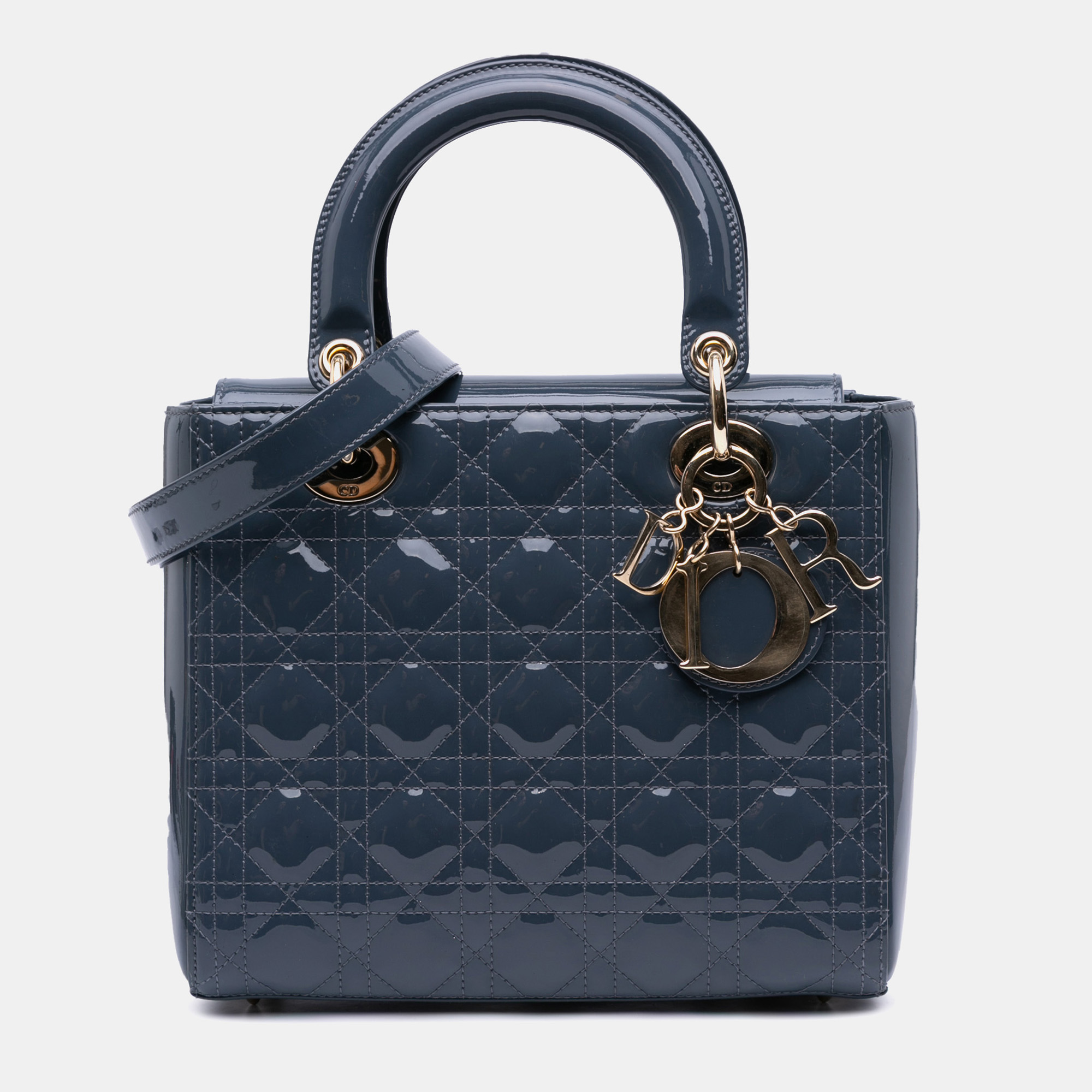 

Dior Blue Medium Patent Cannage Lady Dior