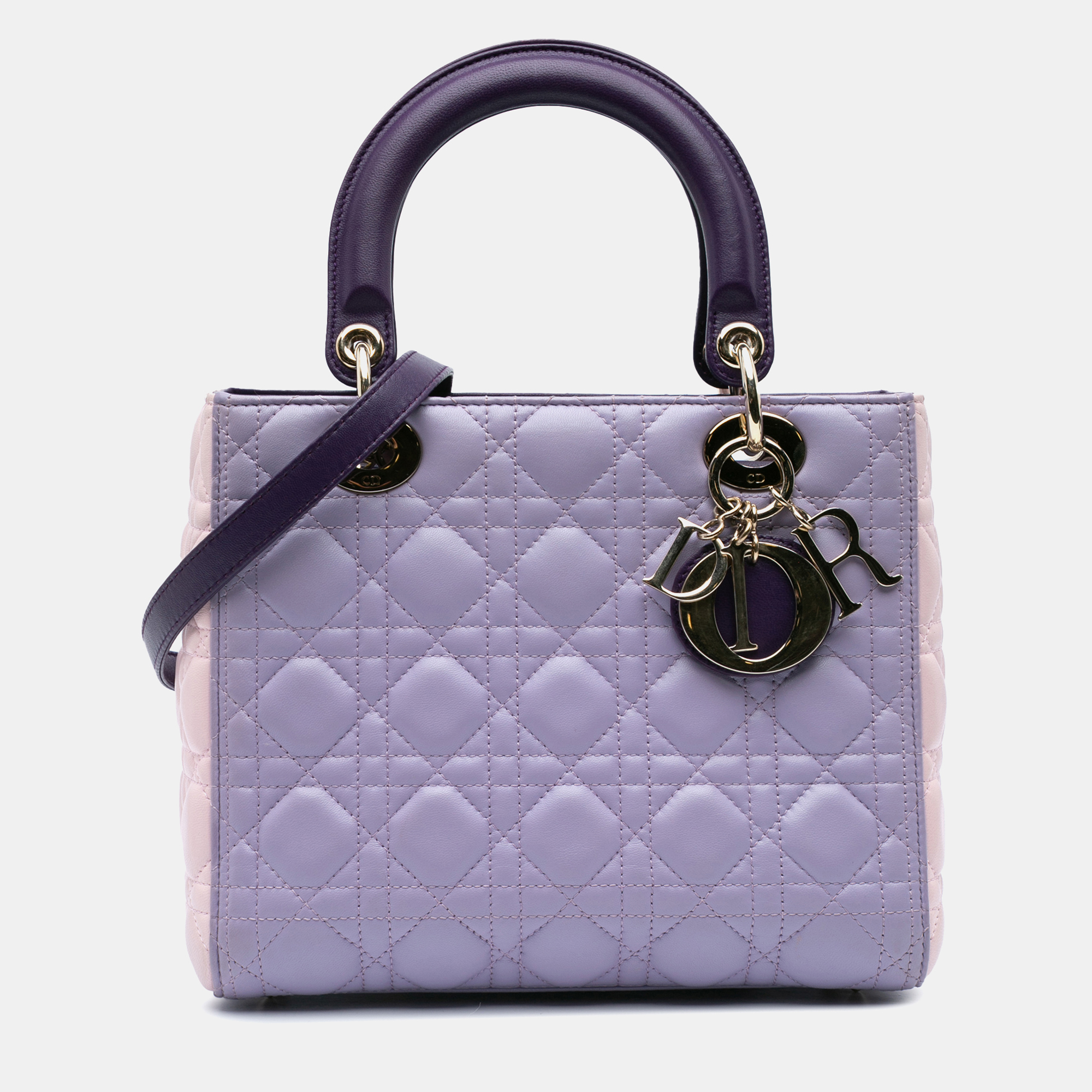 

Dior Purple Medium Tricolor Lambskin Cannage Lady Dior