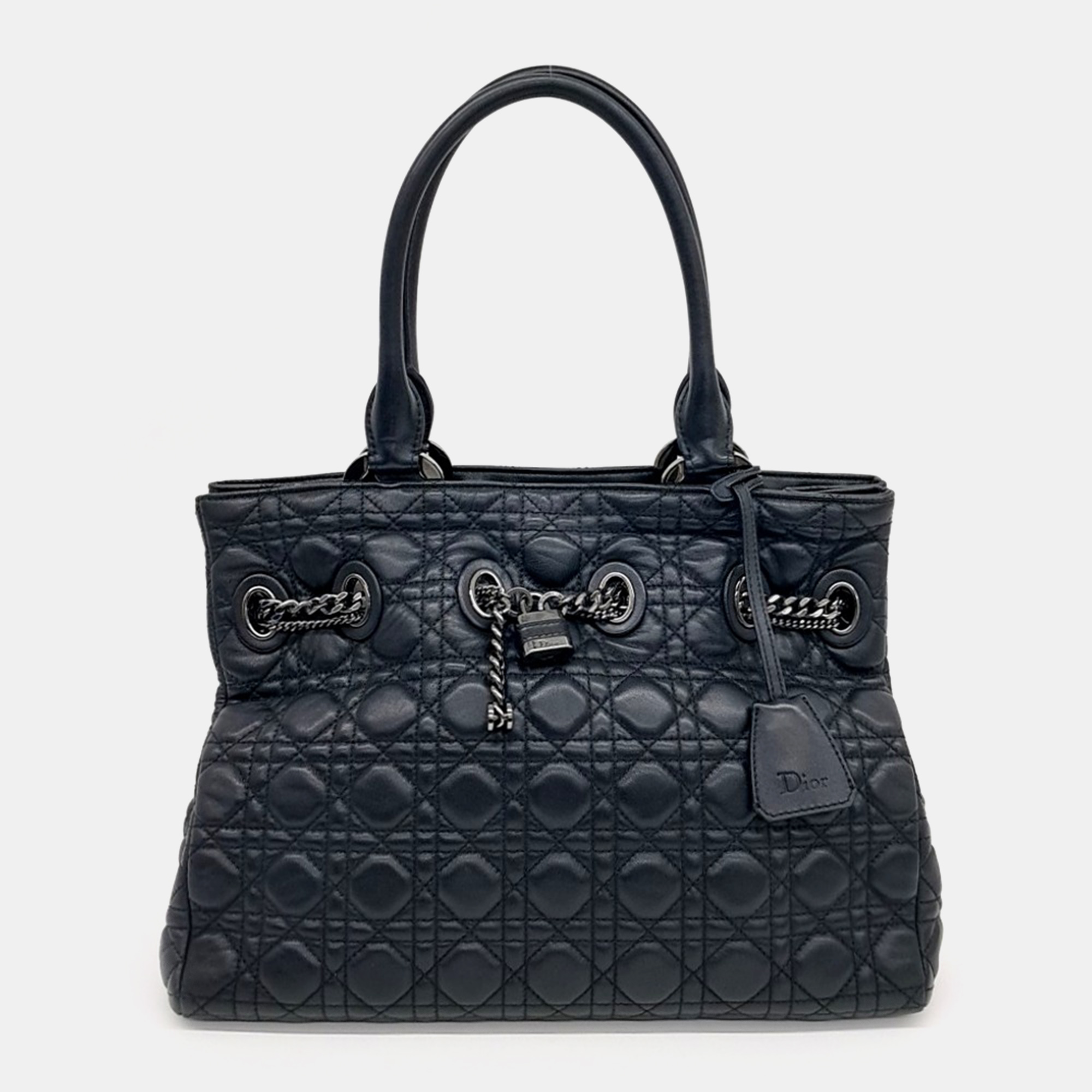 

Dior Black Leather Cannage Shopper Bag