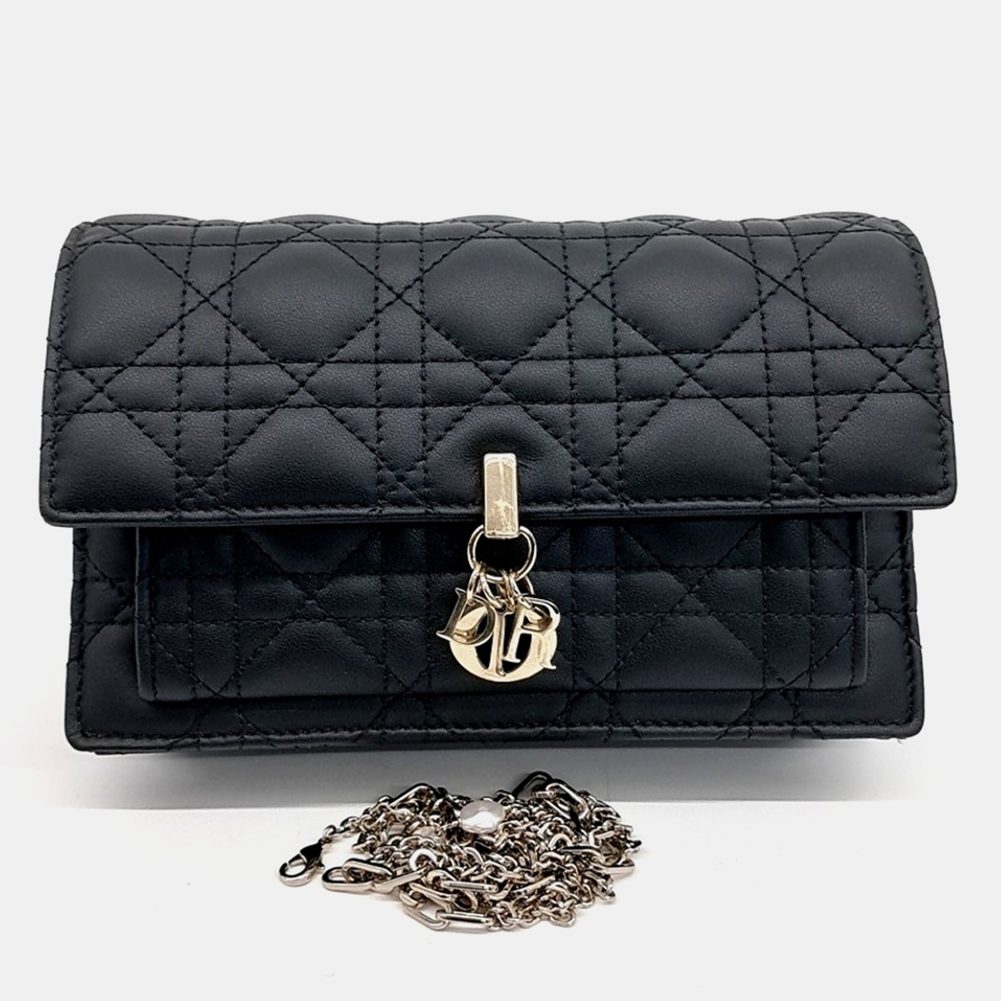 

Dior Black Leather Miss Dior Chain Pouch