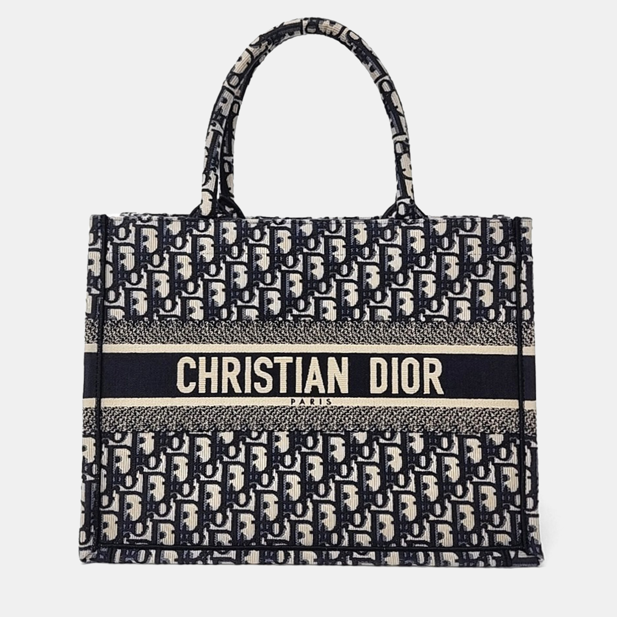 

Dior Navy Blue Canvas Oblit Book Tote Bag 36
