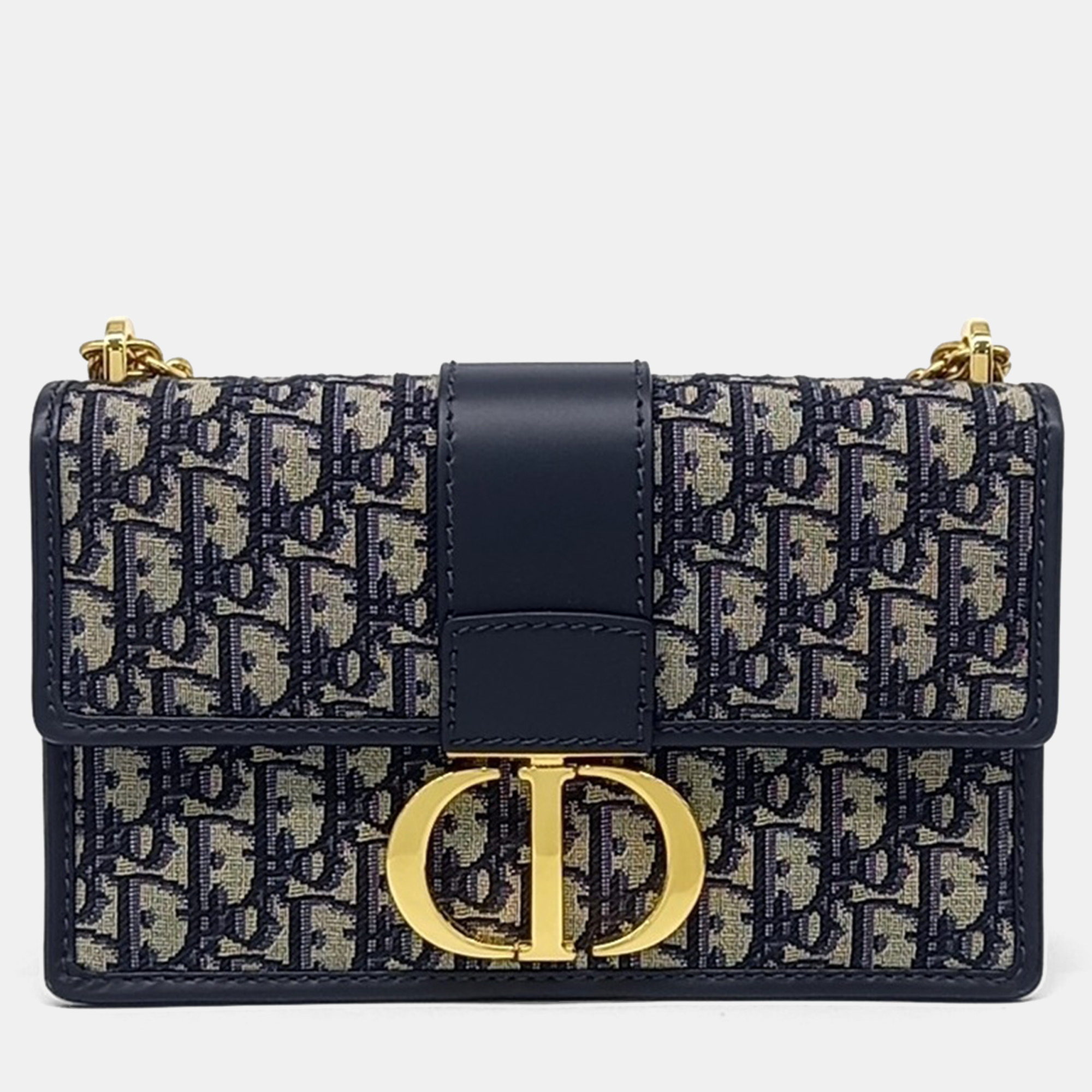 

Dior Navy Blue Calf Leather Fabric Oblique 30 Montaigne Bag