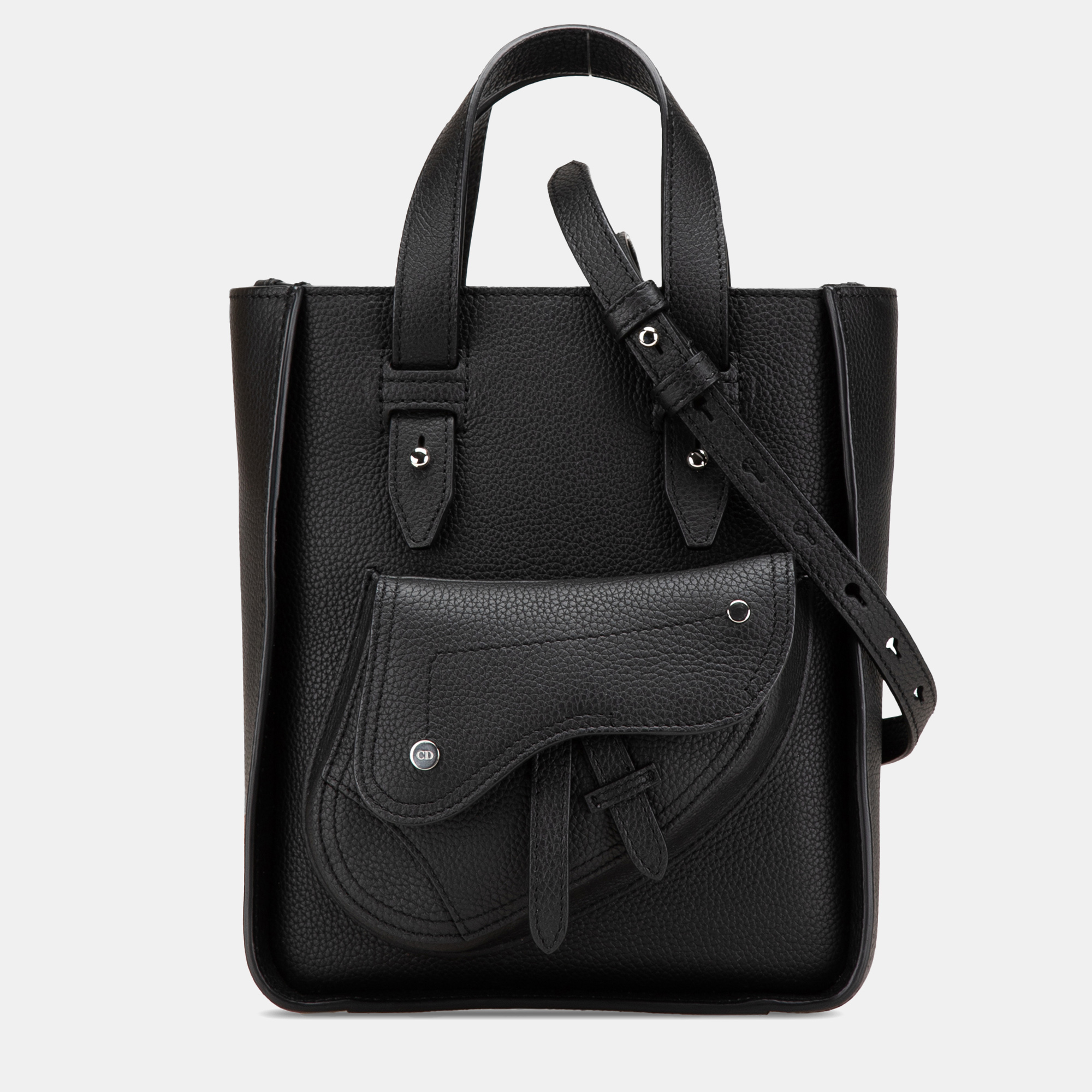 

Dior Black Mini Grained Calfskin Saddle Tote