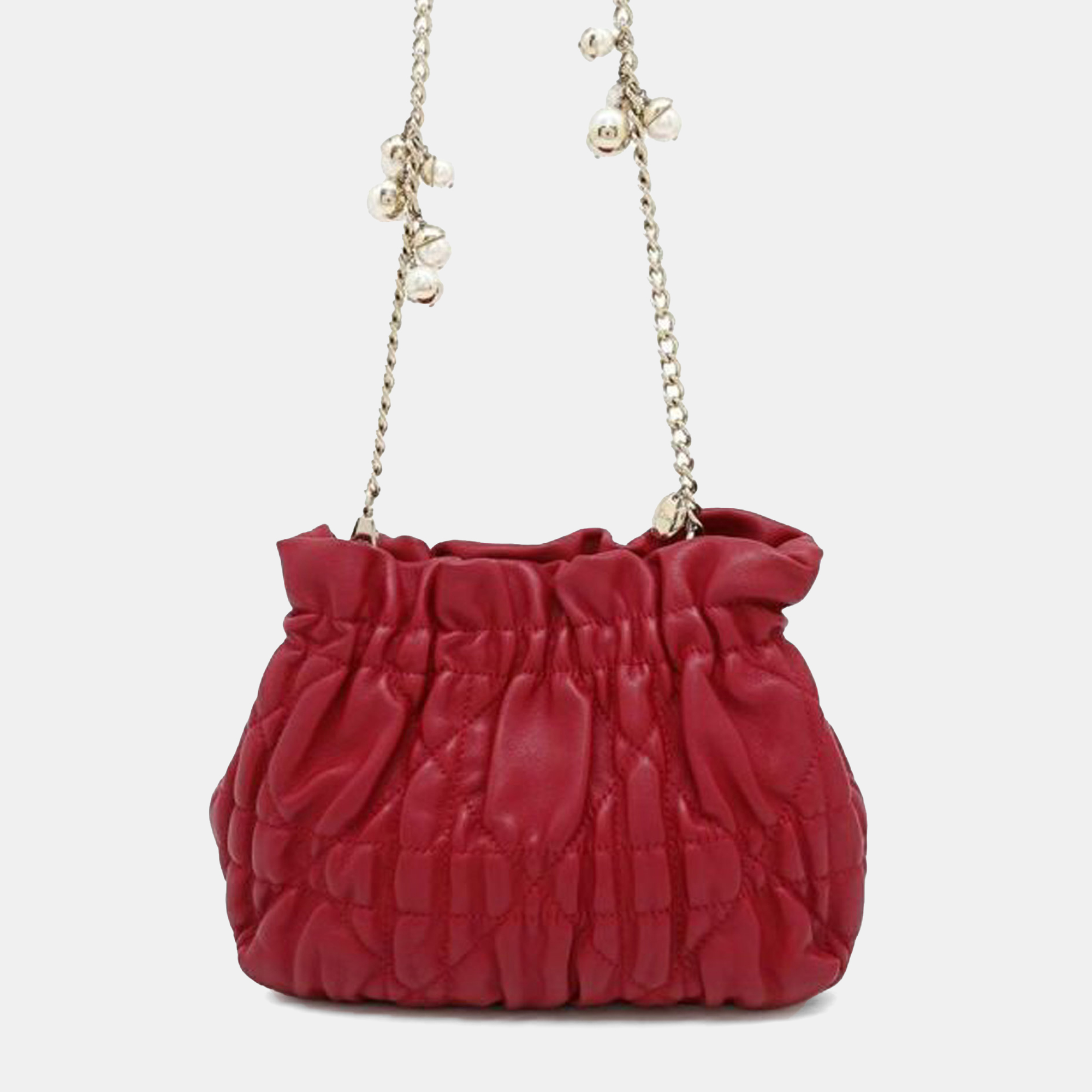 

Dior Red Mini Lambskin Cannage Gaufre Delices Bag