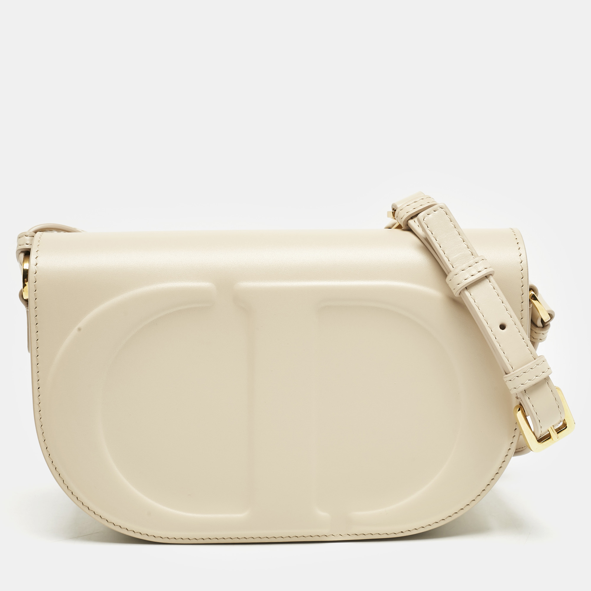 

Dior Beige Leather CD Signature Flap Crossbody Bag