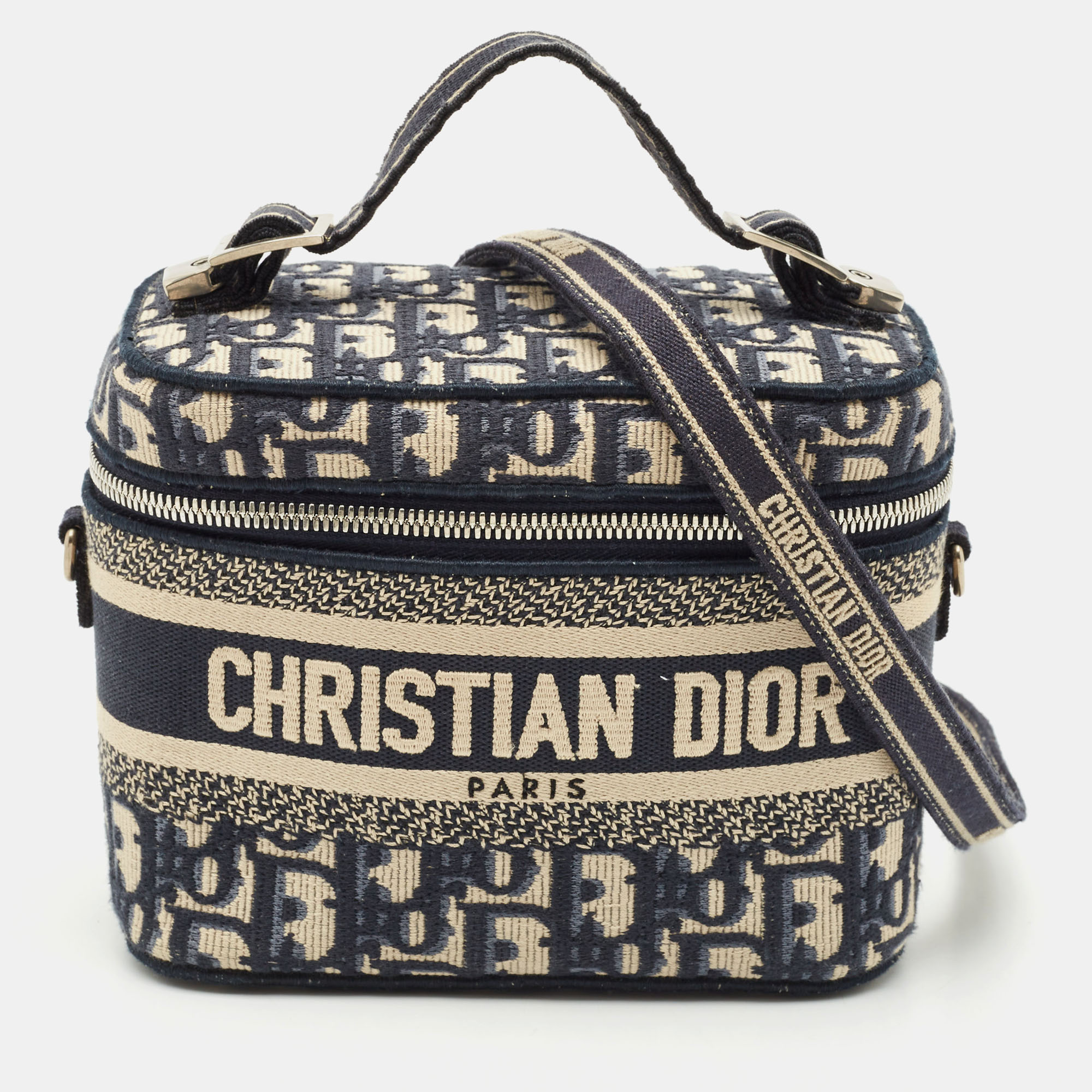 

Dior Navy Blue Oblique Canvas Diortravel Vanity Case Bag