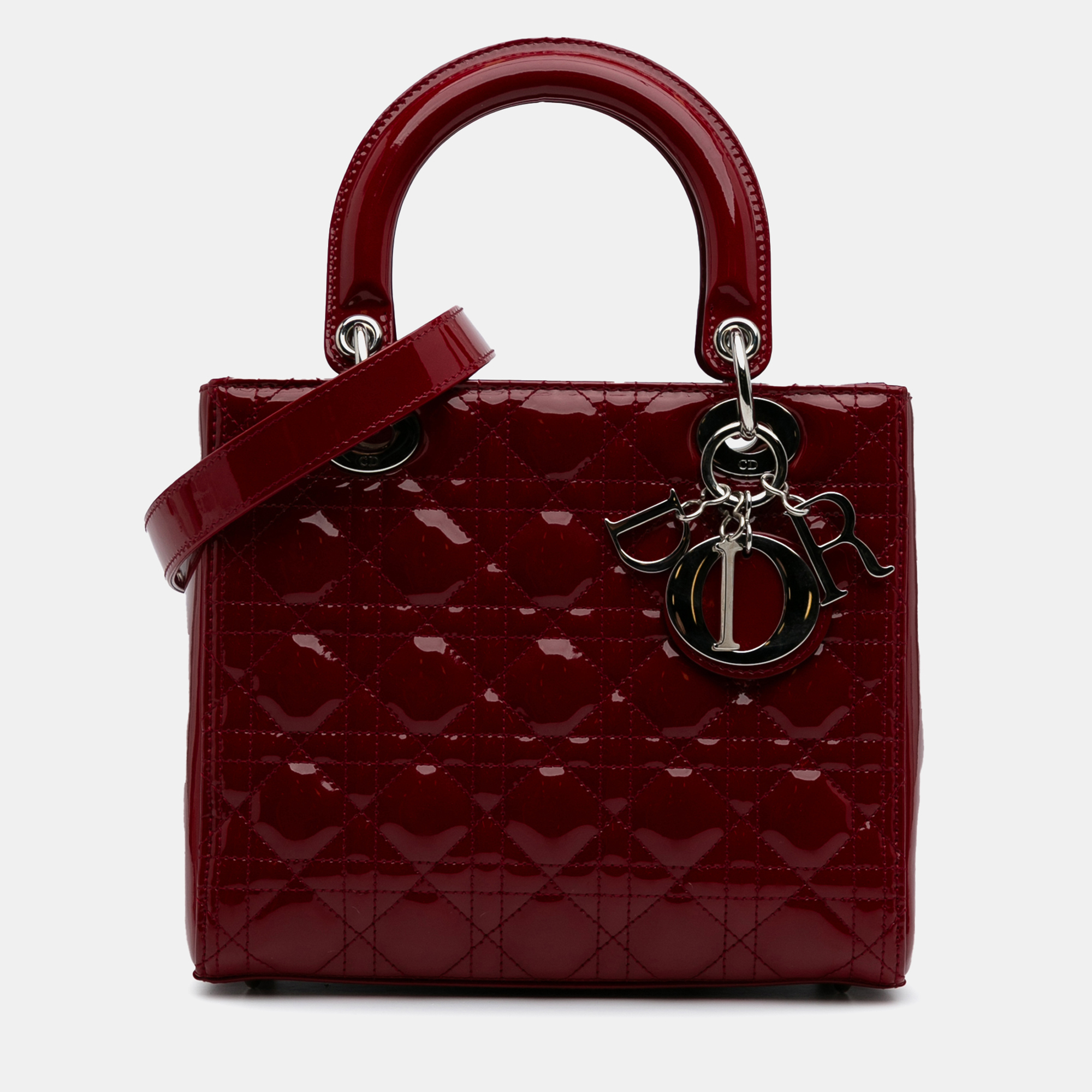 

Dior Red Medium Patent Cannage Lady Dior