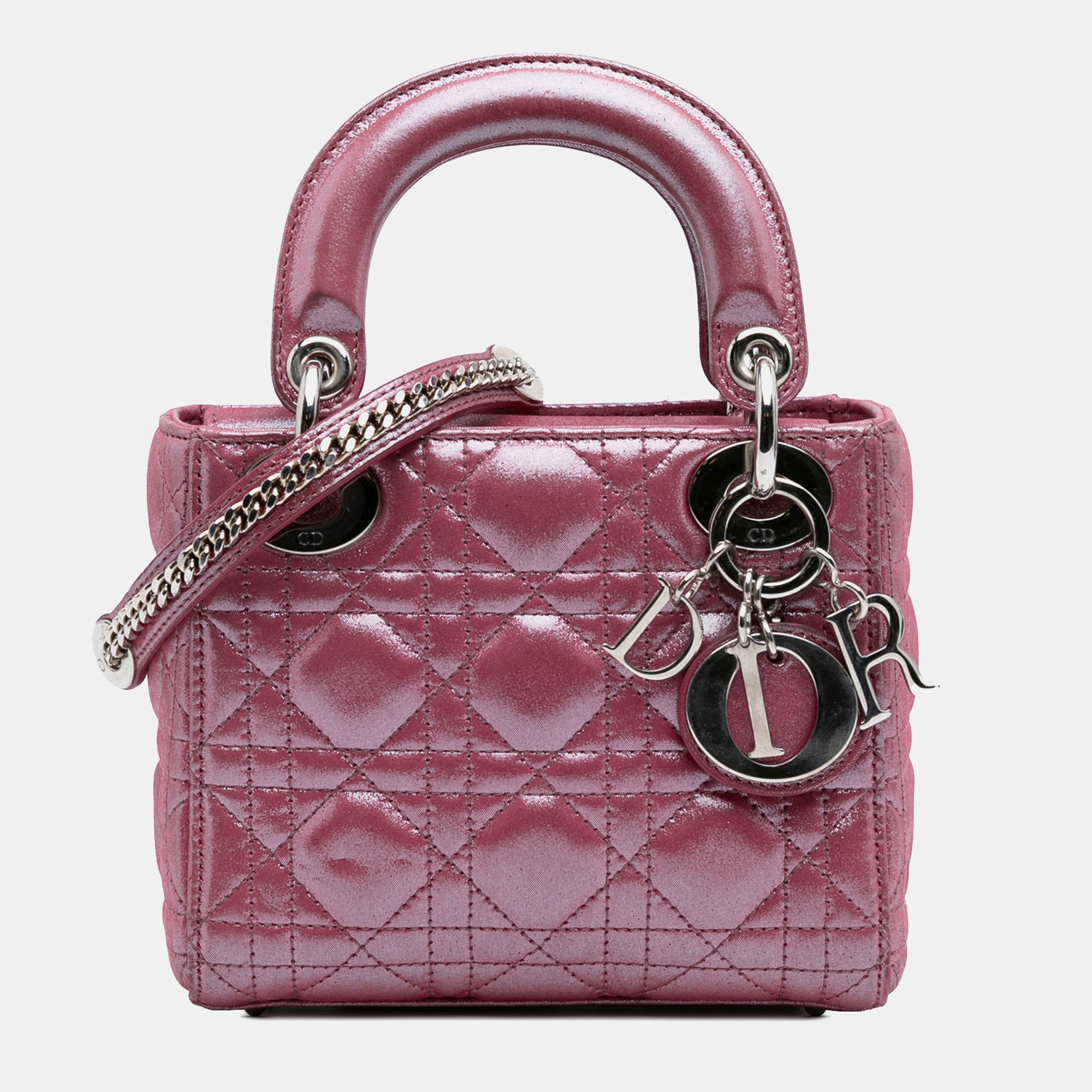 

Dior Pink Mini Iridescent Lambskin Cannage Lady Dior