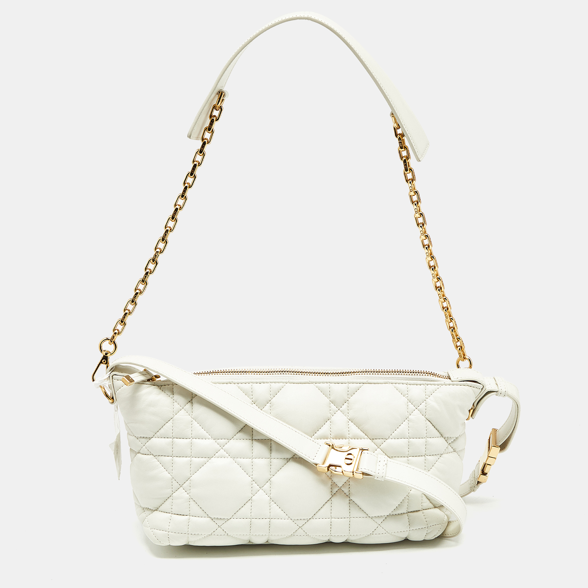 

Dior Cream Macrocannage Leather Medium Nomad Shoulder Bag