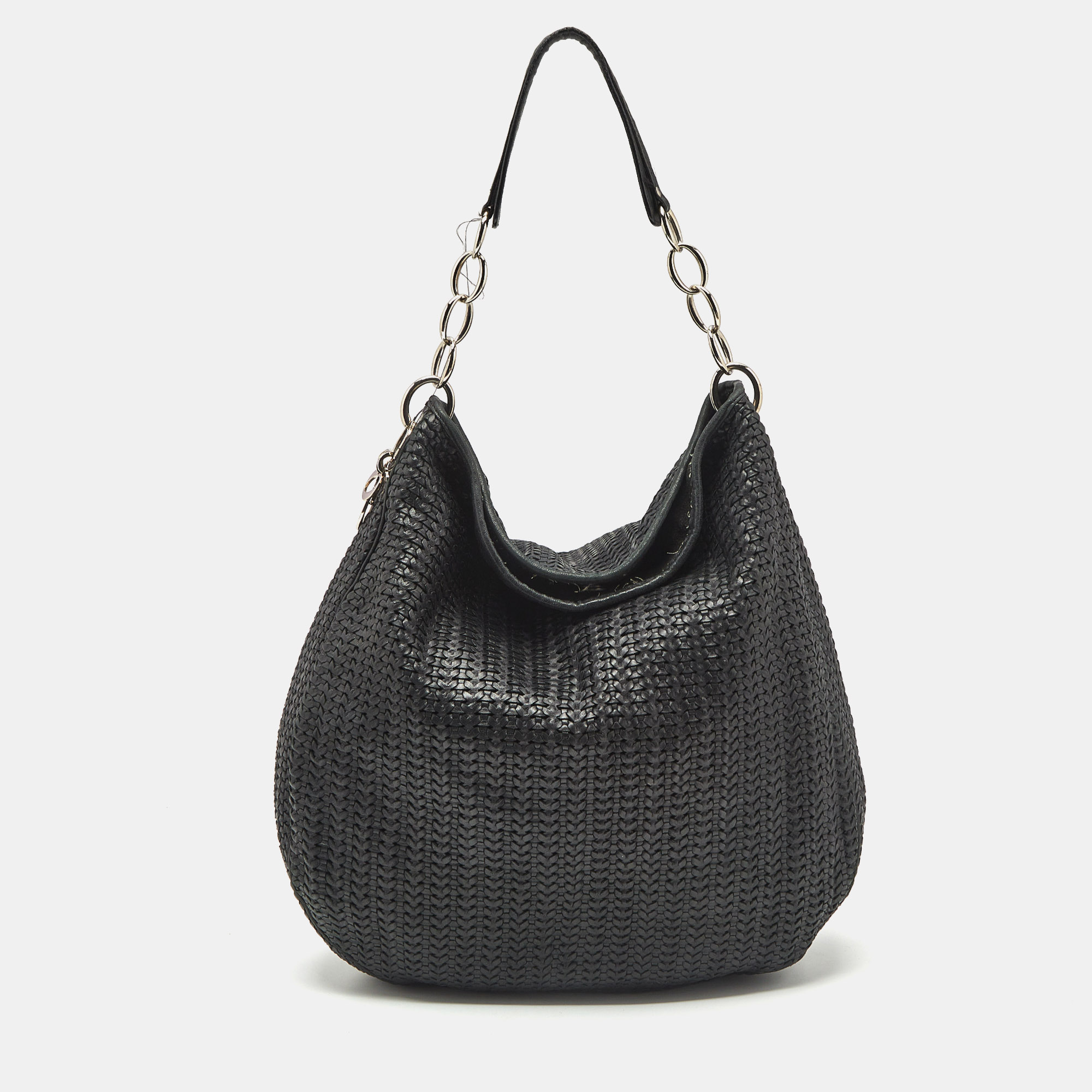

Dior Black Woven Leather Large Soft Lady Hobo