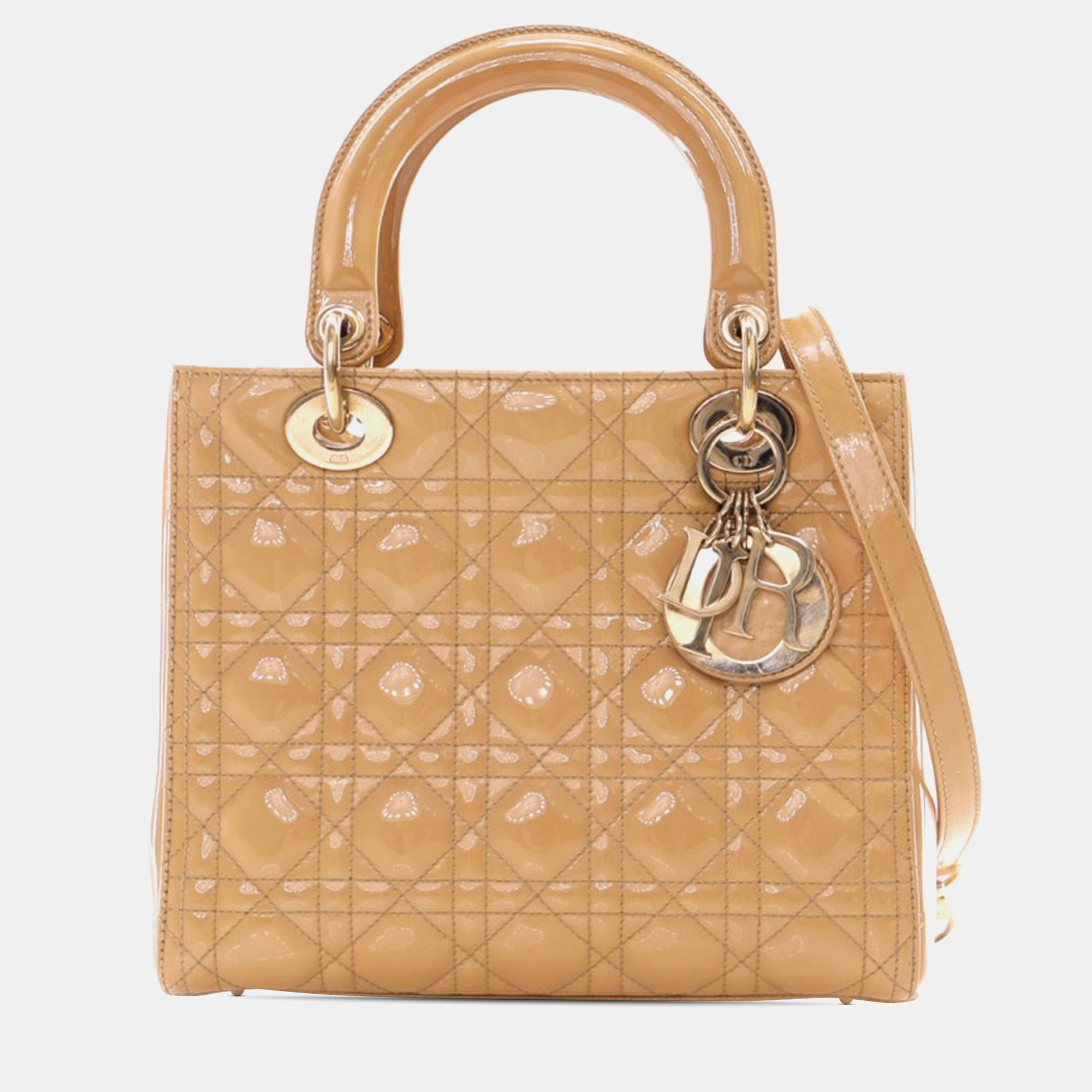 

Dior Beige Medium Patent Cannage Lady Dior
