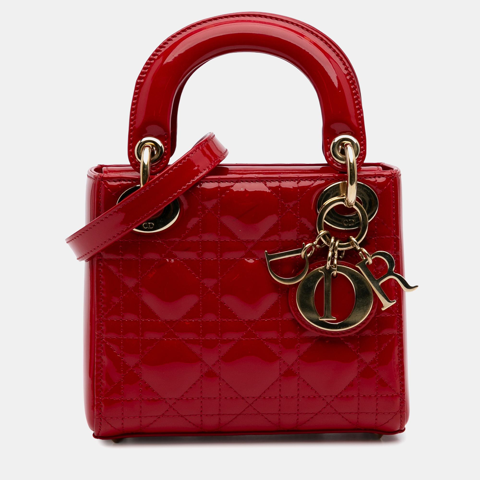 

Dior Red Mini Patent Cannage Lady Dior