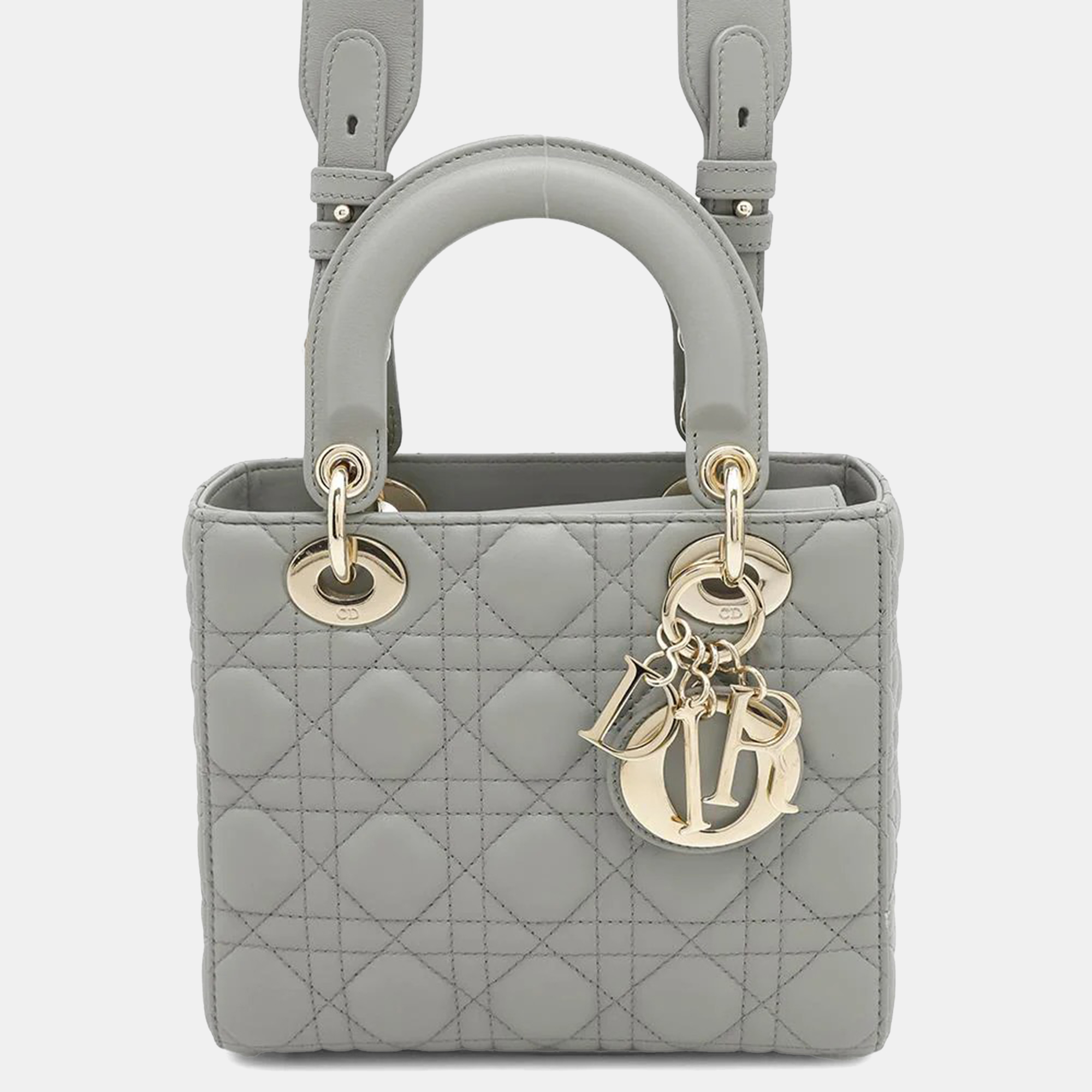 

Dior Gray Lambskin Small Lady Dior ABCDior 2Way Handbag, Grey