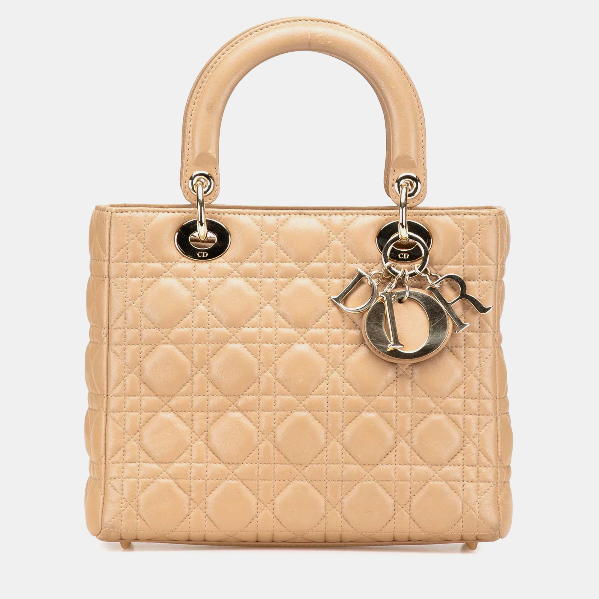 

Dior Beige Medium Lambskin Cannage Lady Dior