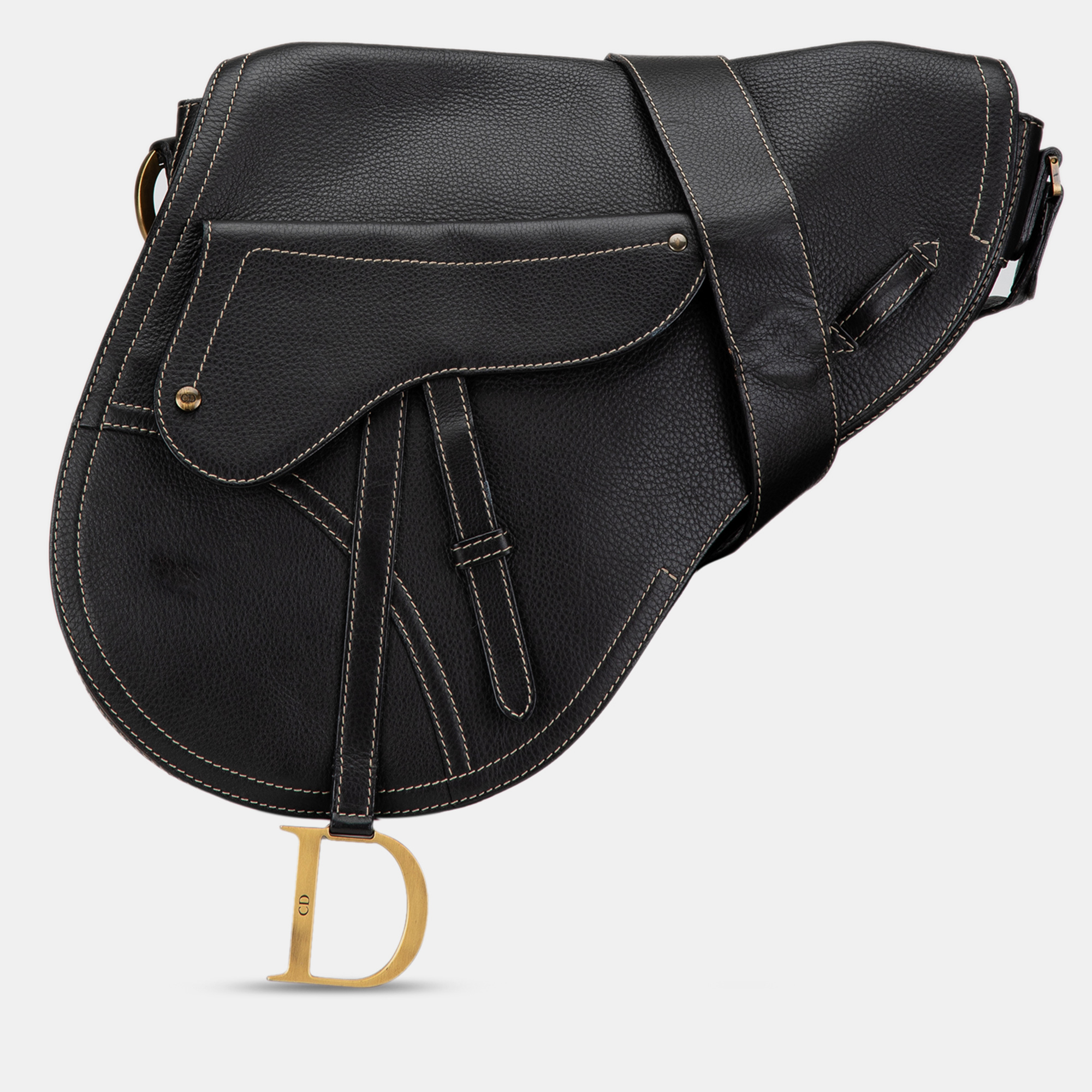 

Dior Black Leather Baudrier Saddle Bag