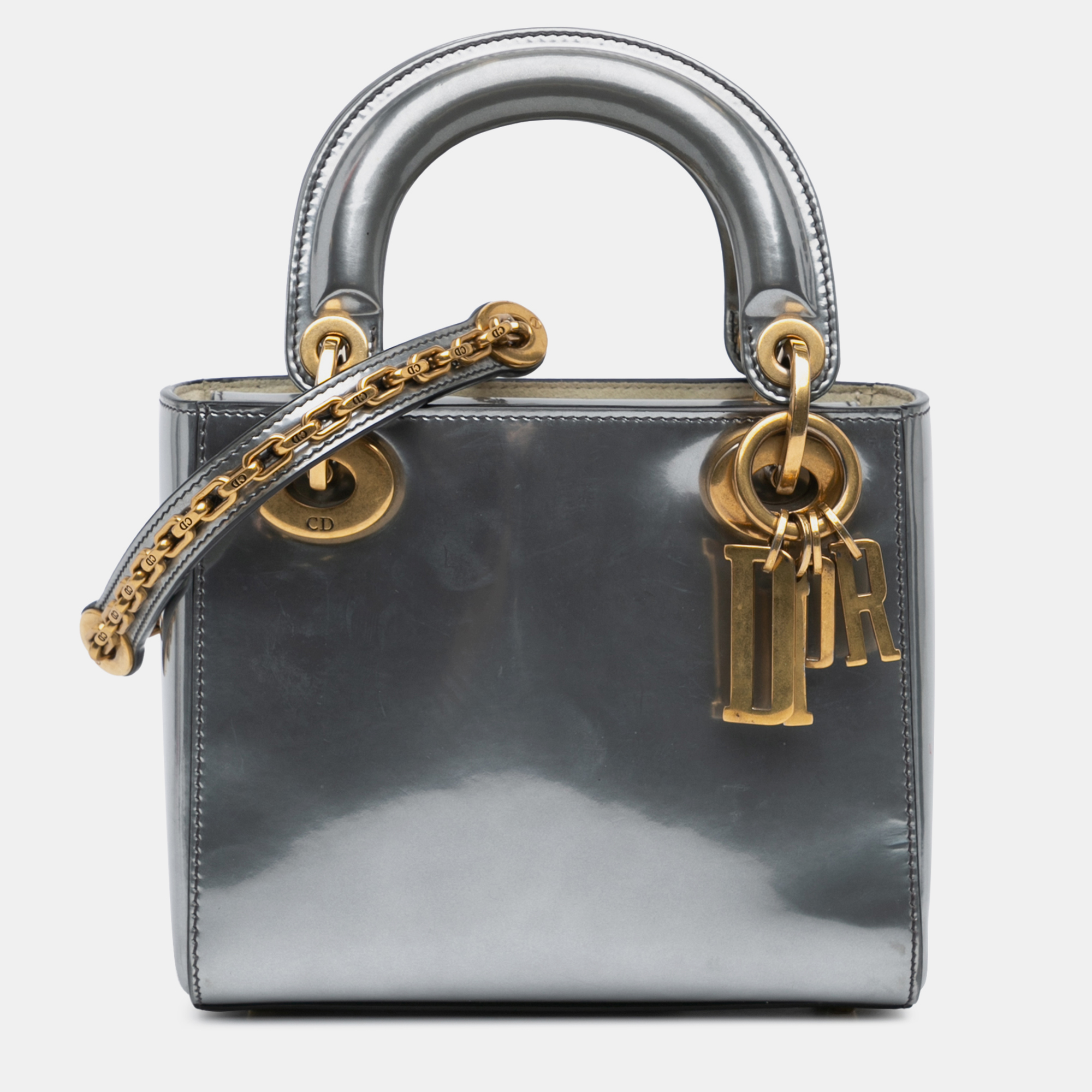 

Dior Silver Mini Metallic Glazed Calfskin Lady Dior