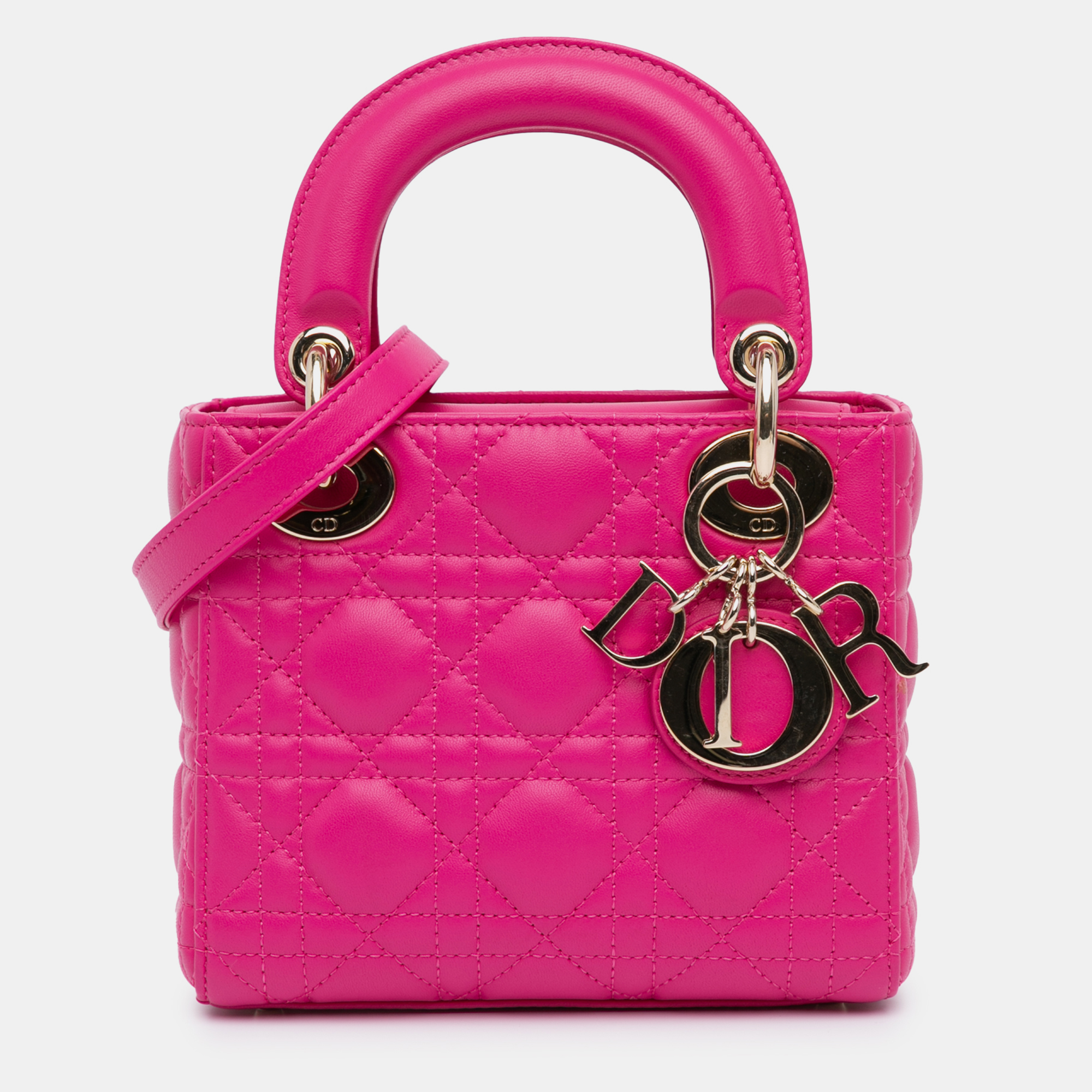 

Dior Pink Mini Lambskin Cannage Lady Dior