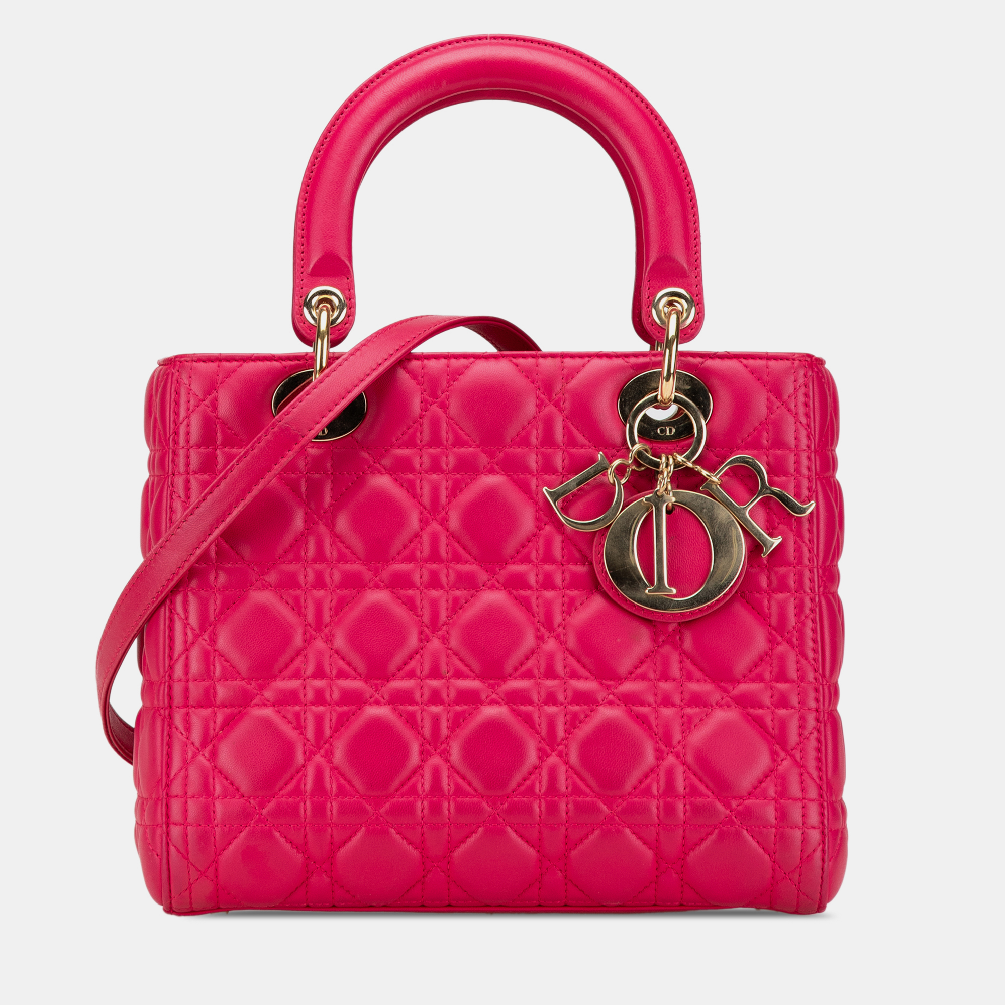

Dior Pink Medium Lambskin Cannage Lady Dior