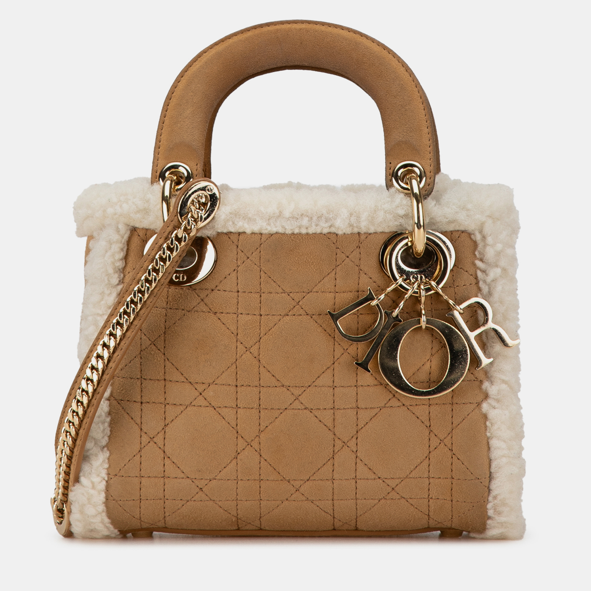 

Dior Brown Mini Suede Shearling Cannage Lady Dior
