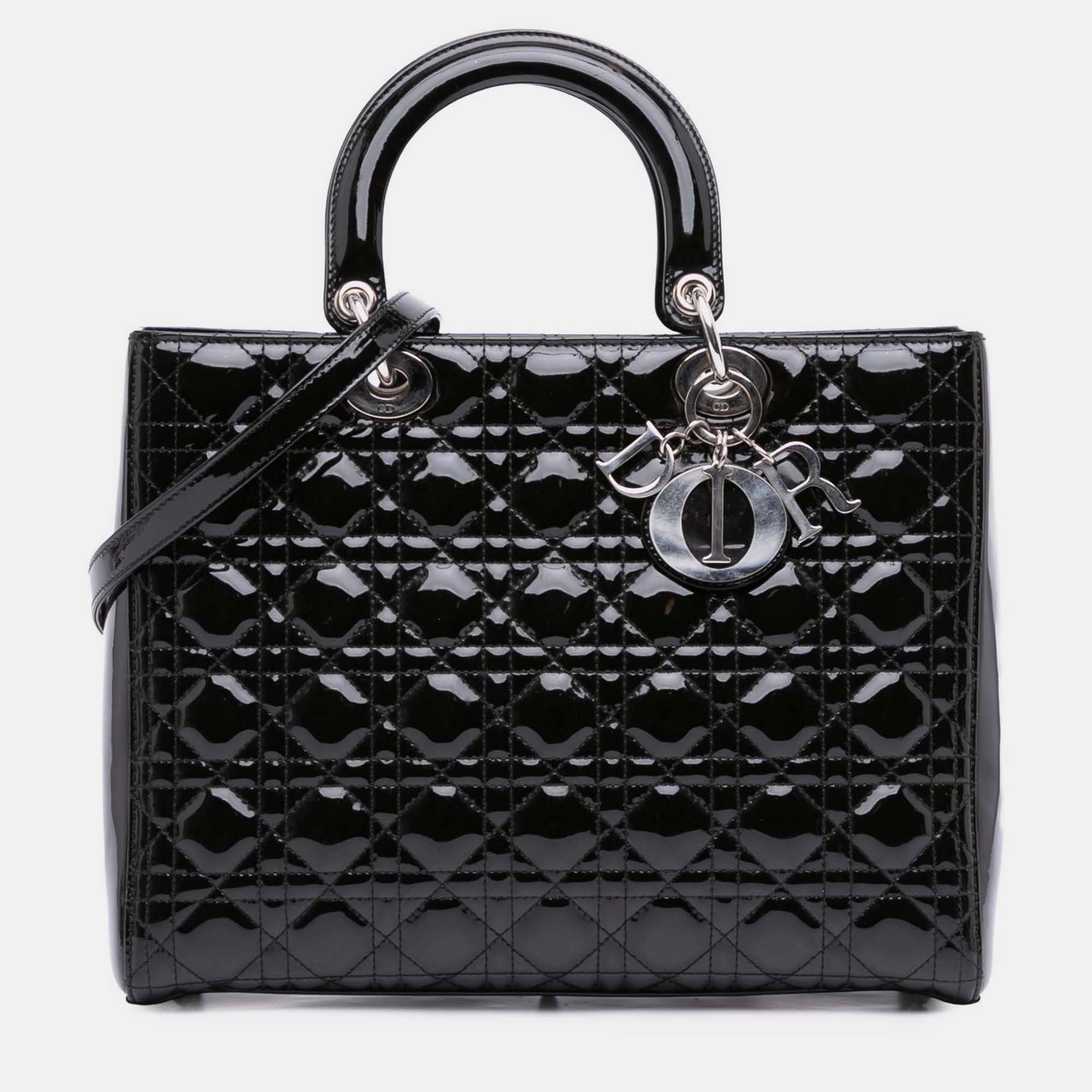 

Dior Black Large Patent Cannage Lady Dior