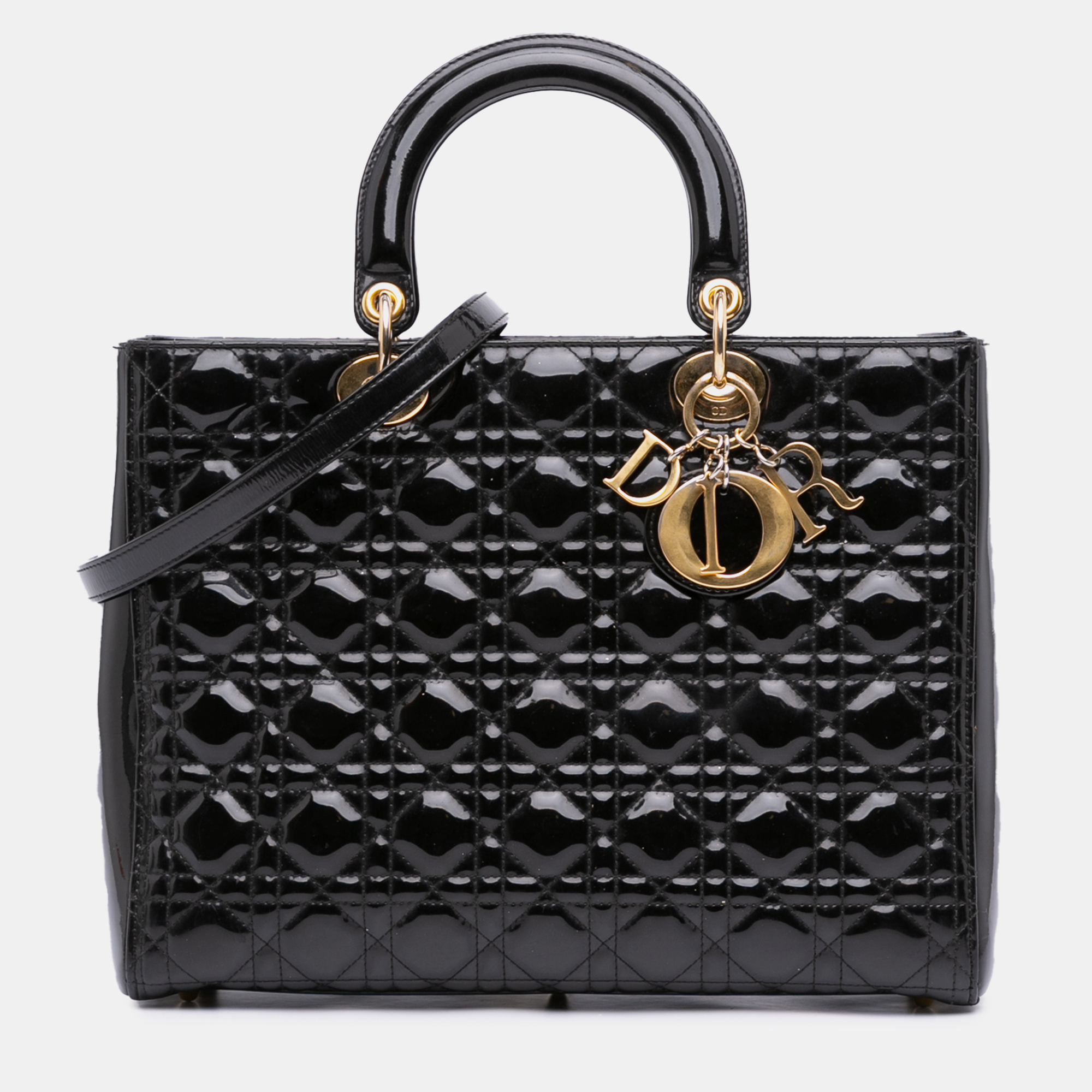 

Dior Black Large Patent Cannage Lady Dior