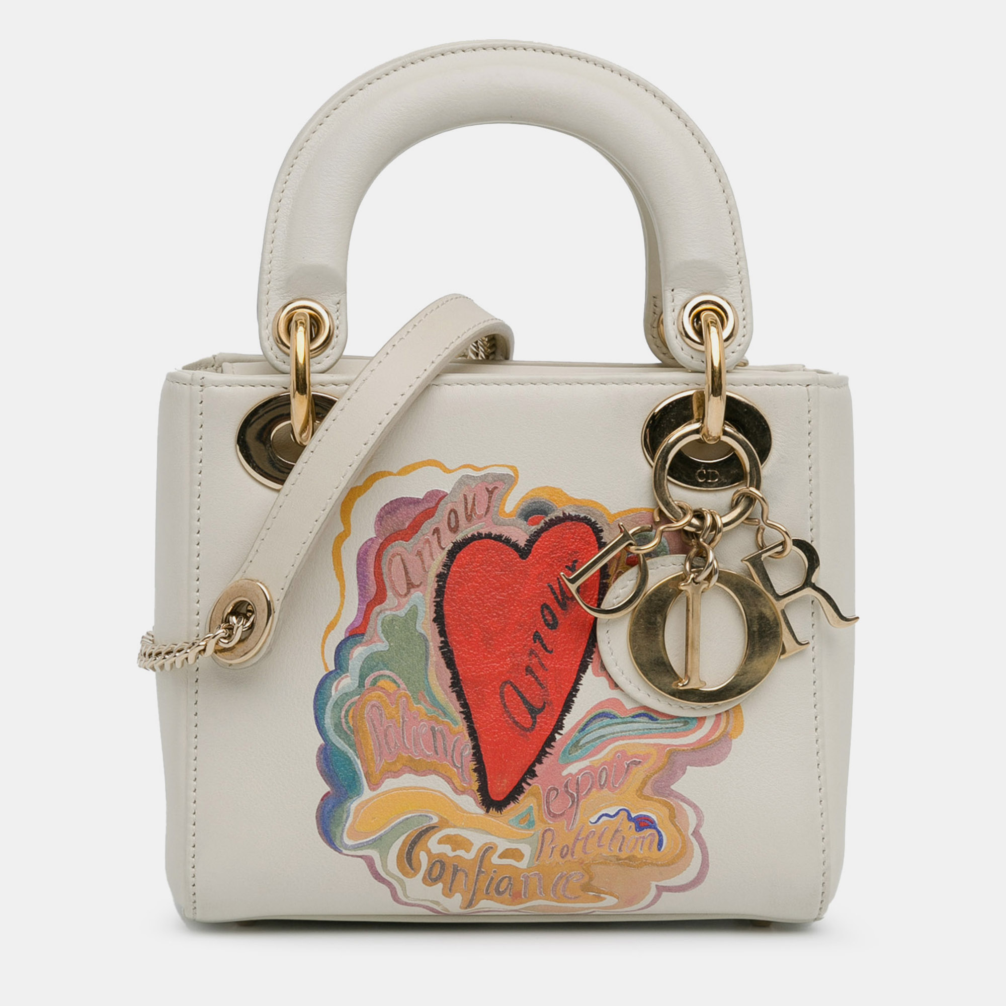 

Dior White Niki De Saint Phalle Mini Calfskin Dioramour Lady Dior