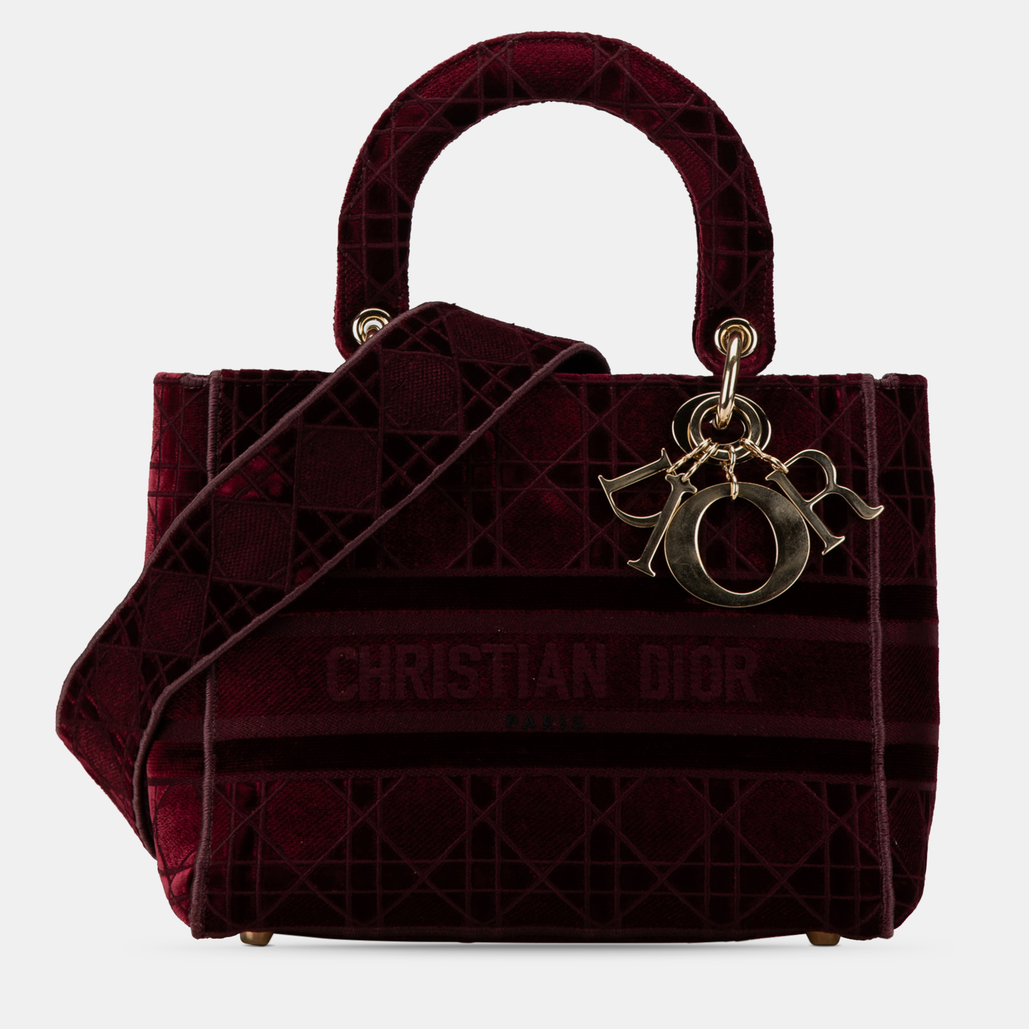 

Dior Red Medium Velvet Cannage Lady D Lite