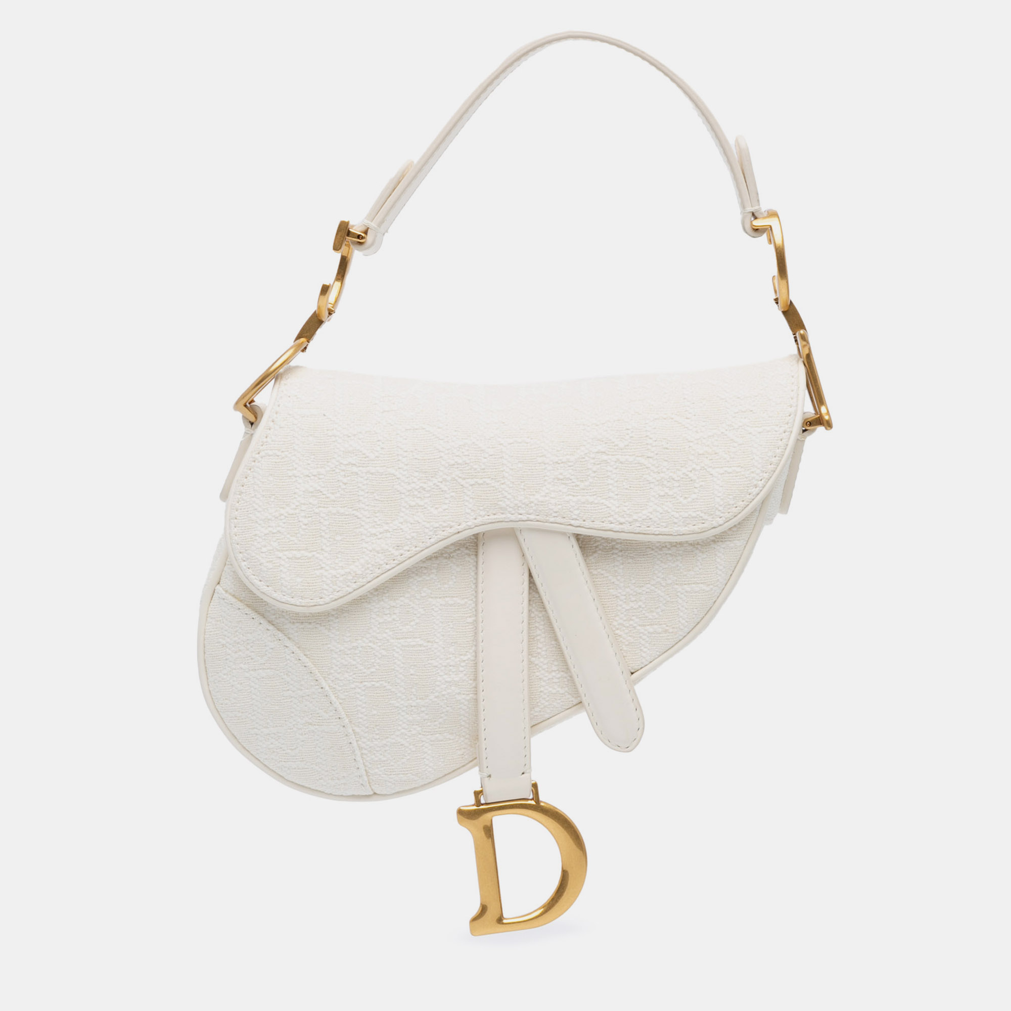 

Dior White Mini Oblique Canvas Saddle Bag