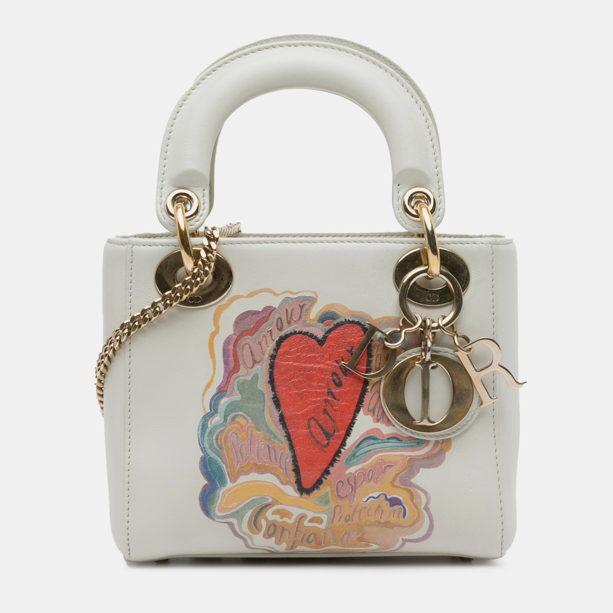 

Dior White Niki De Saint Phalle Mini Calfskin Dioramour Lady Dior