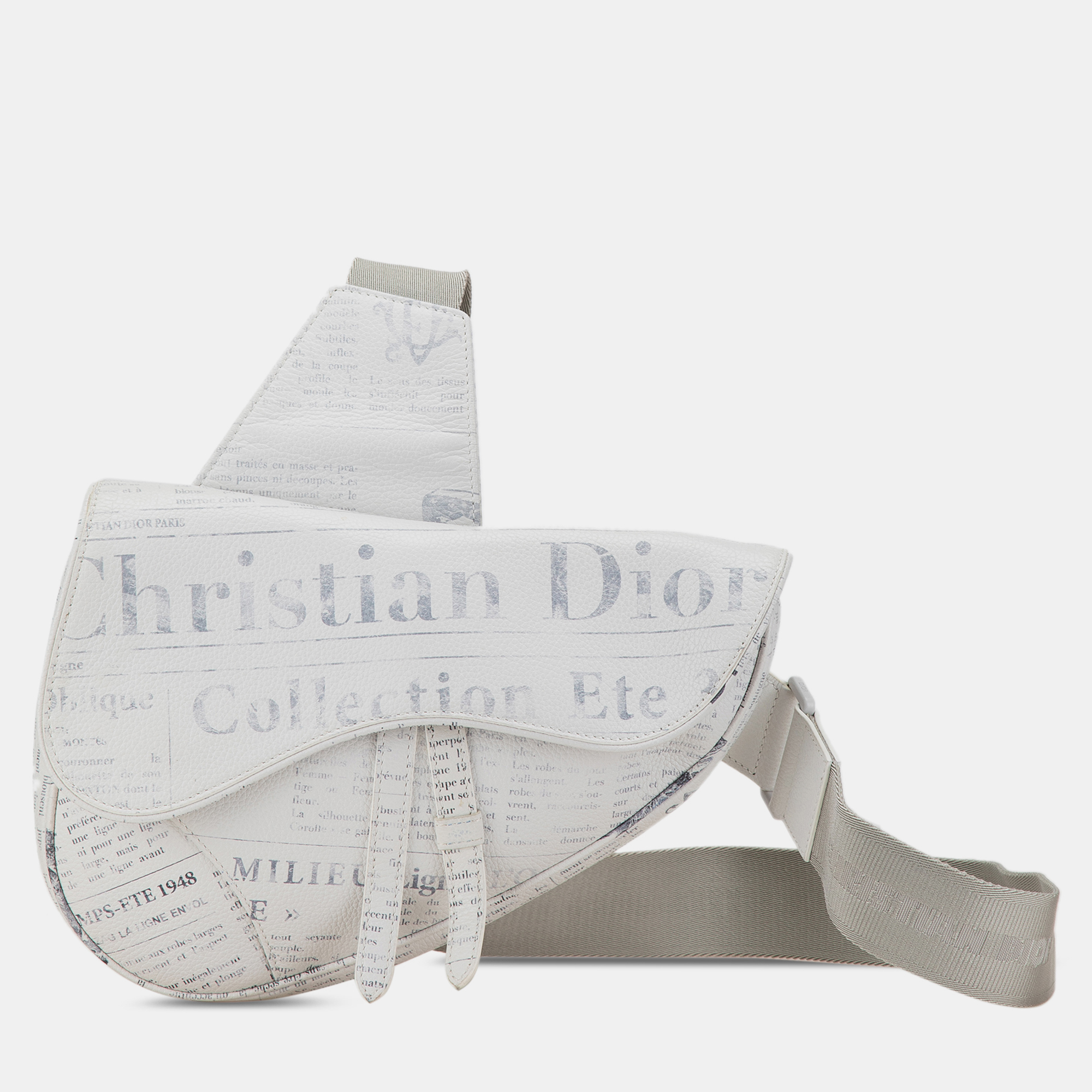 

Dior White Daniel Arsham Newspaper Print Saddle Bag