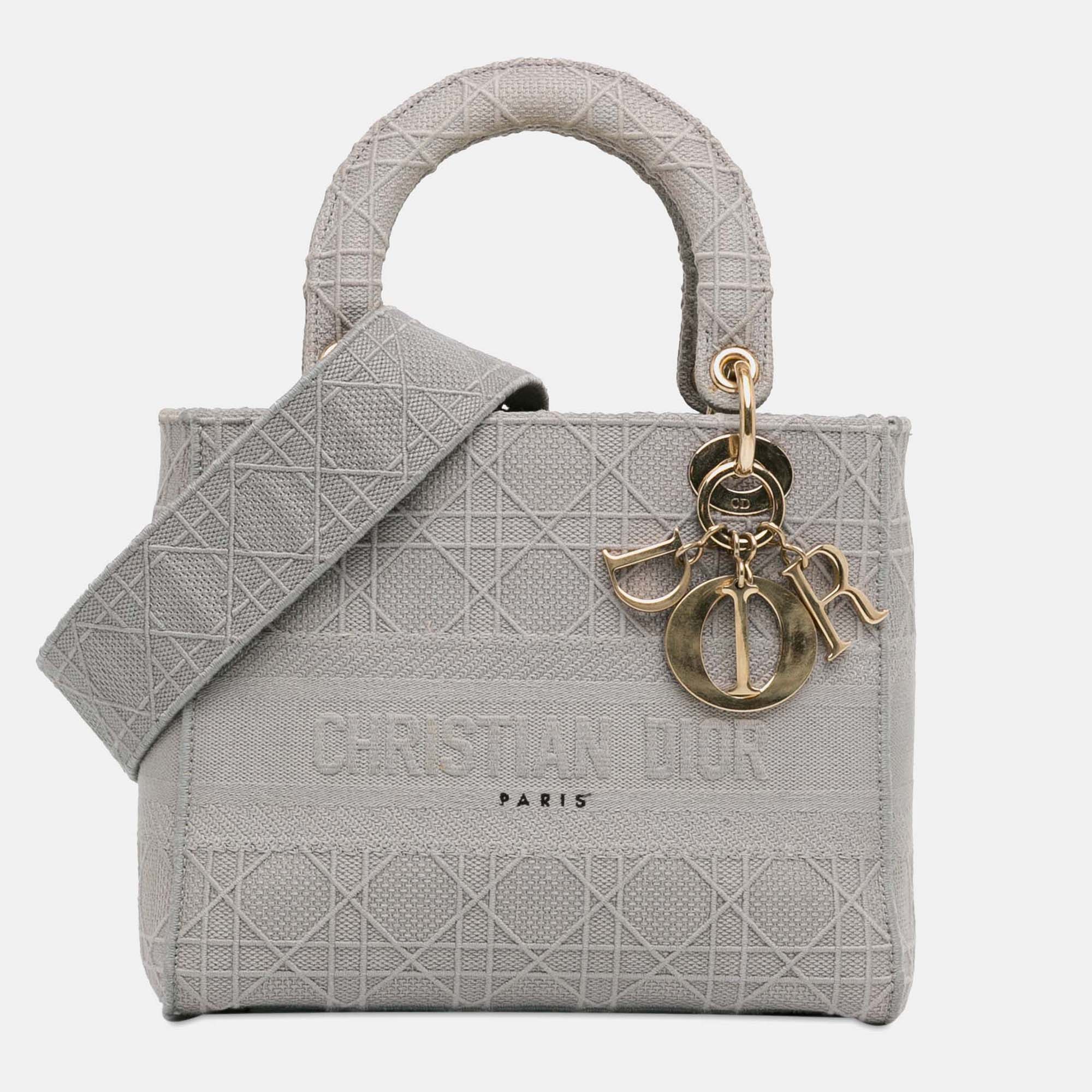 

Dior Grey Medium Canvas Cannage Lady D Lite