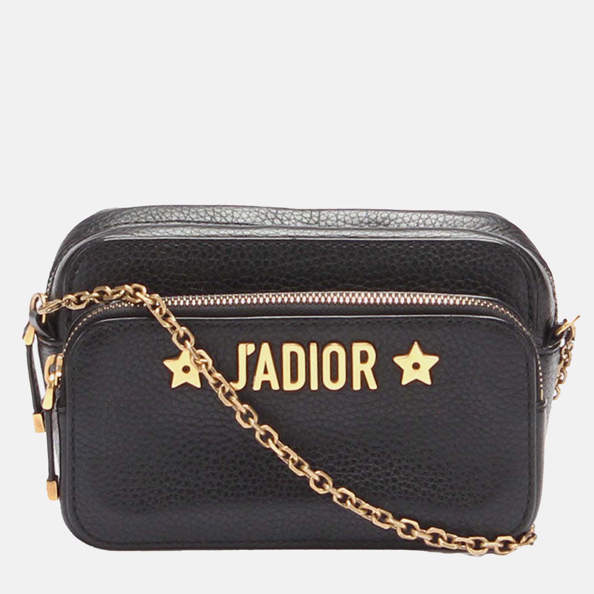 

Dior Black J'Adior Camera Case Clutch with Chain