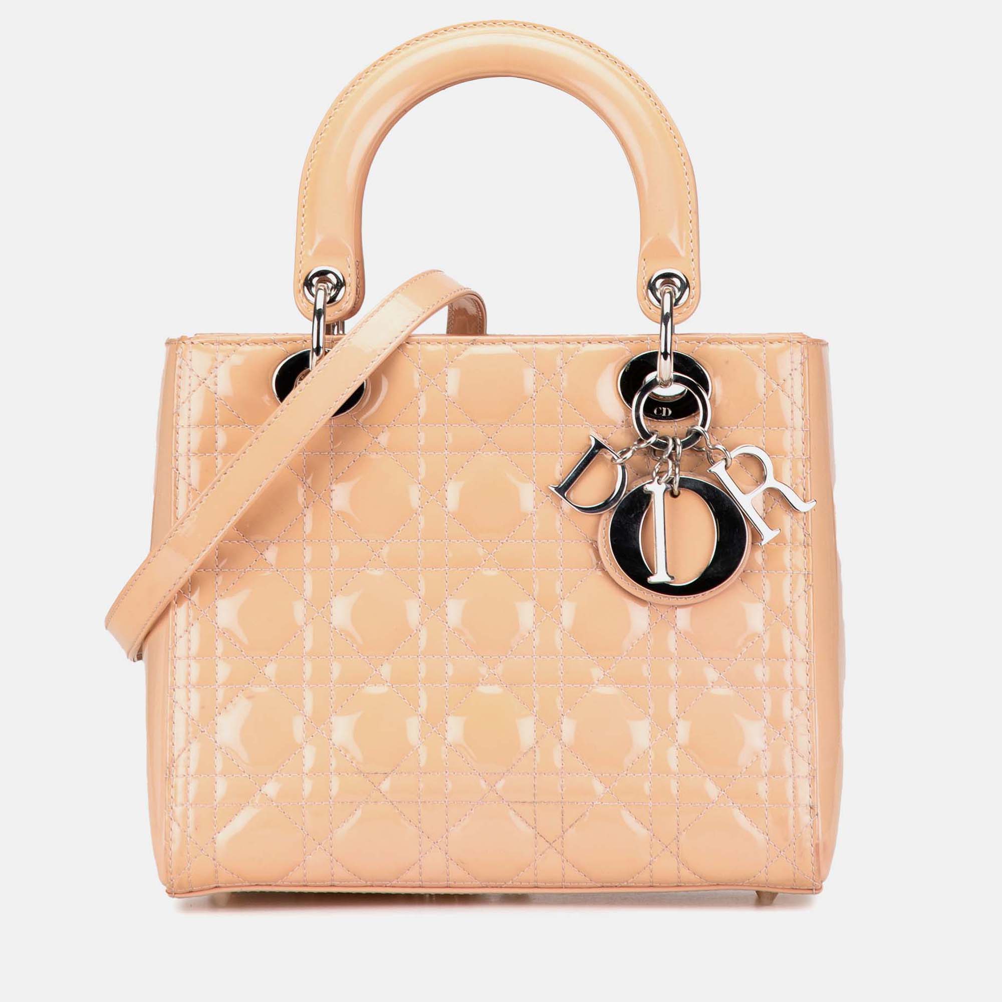 

Dior Pink Medium Patent Cannage Lady Dior