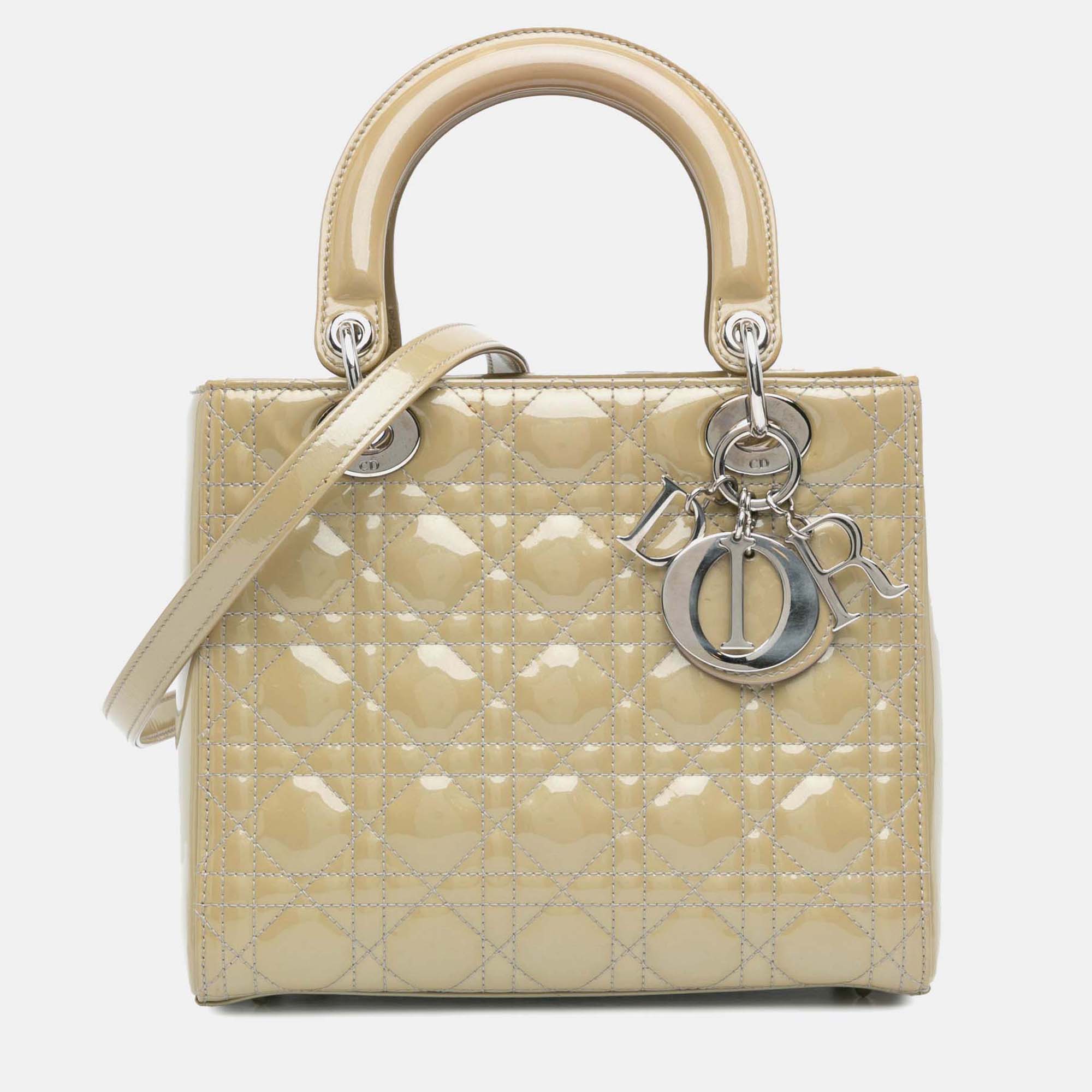 

Dior Brown Medium Patent Cannage Lady Dior