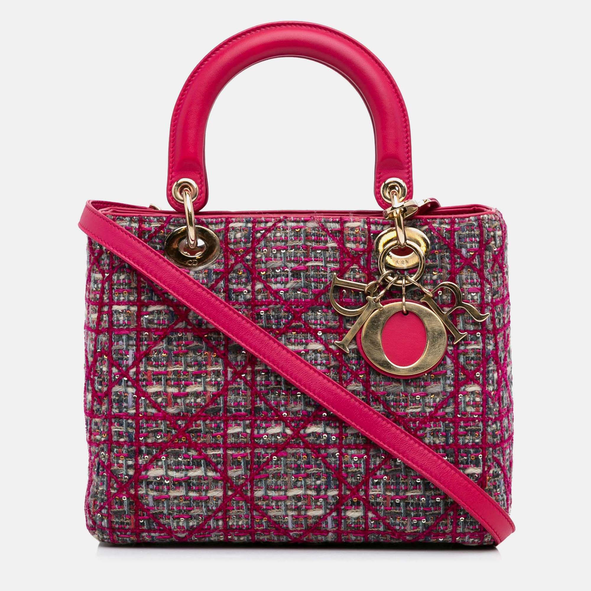 

Dior Pink Medium Tweed Macrocannage Lady Dior