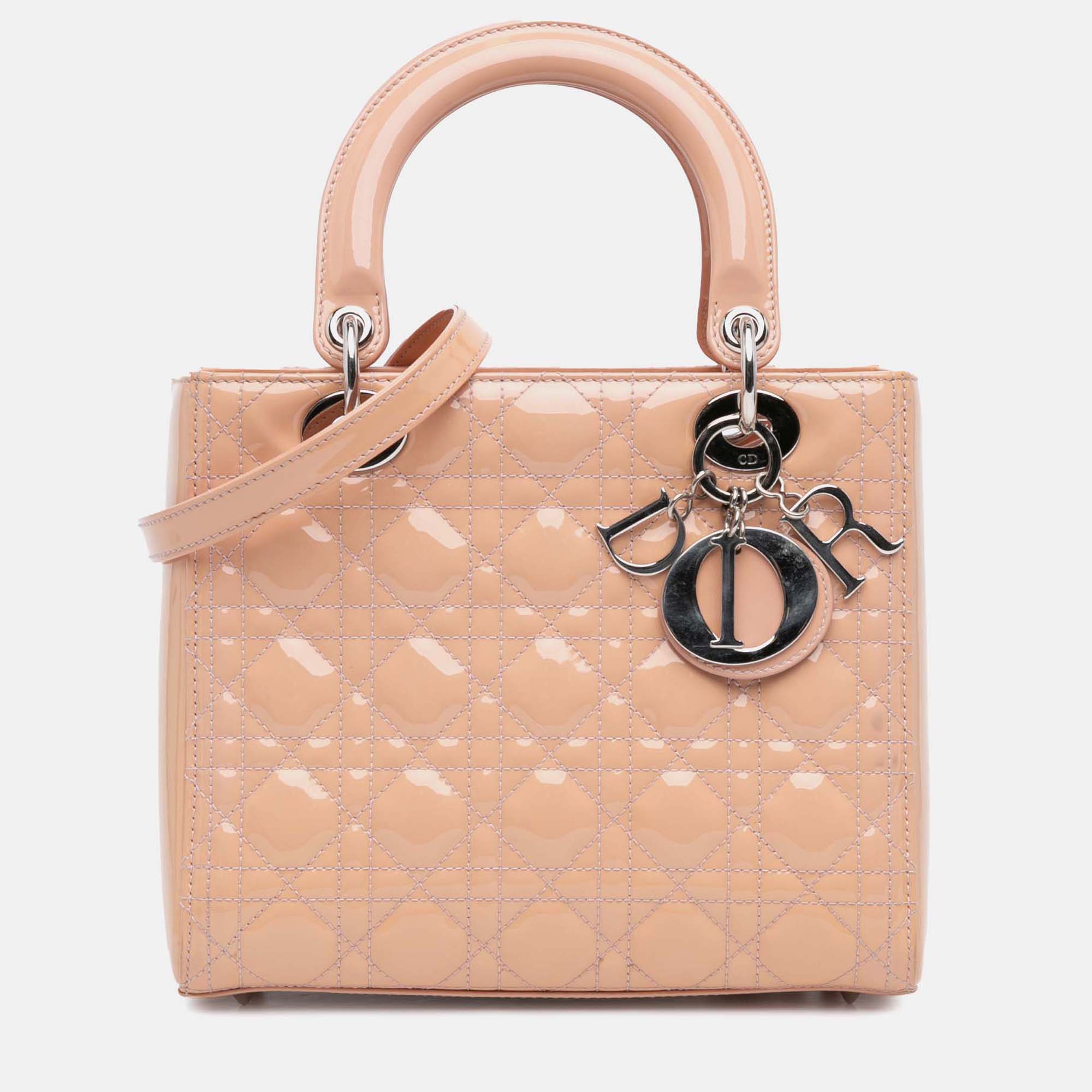 

Dior Brown Medium Patent Cannage Lady Dior