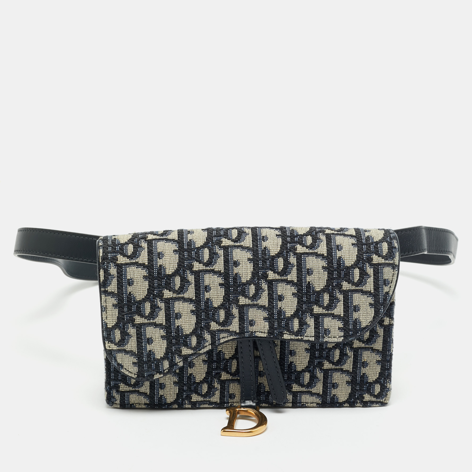 

Dior Navy Blue Oblique Canvas and Leather Saddle Pouch Belt Bag