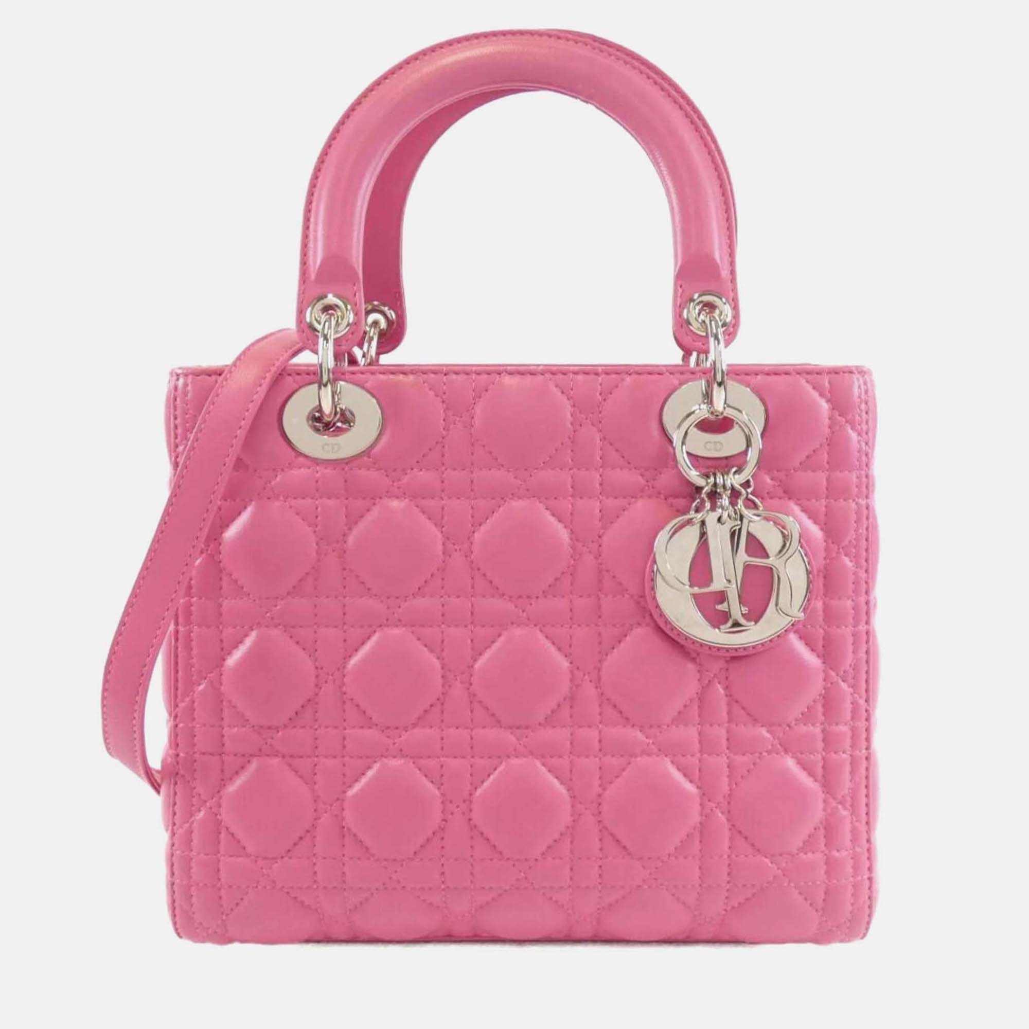 

Dior Pink Cannage Leather Lady Dior Handbag