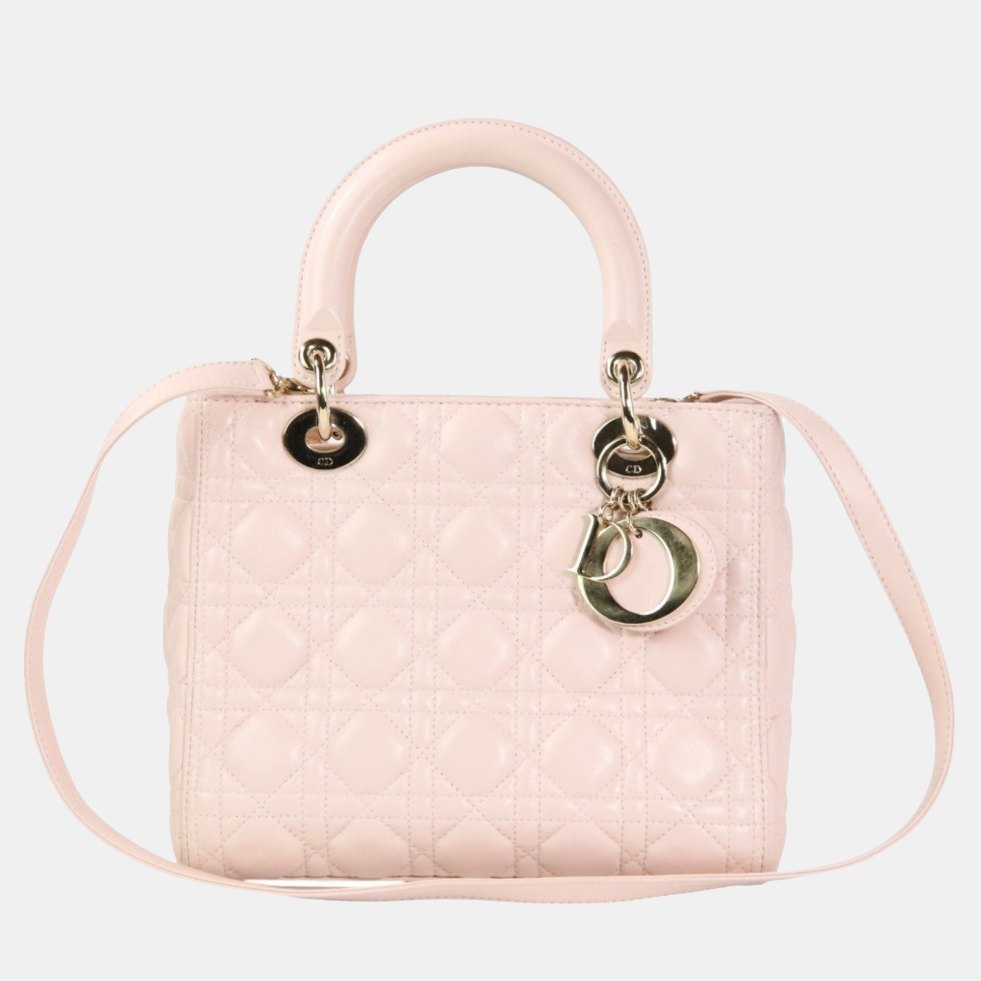 

Christian Dior Lady Cannage 2Way Handbag Shoulder Bag Pink