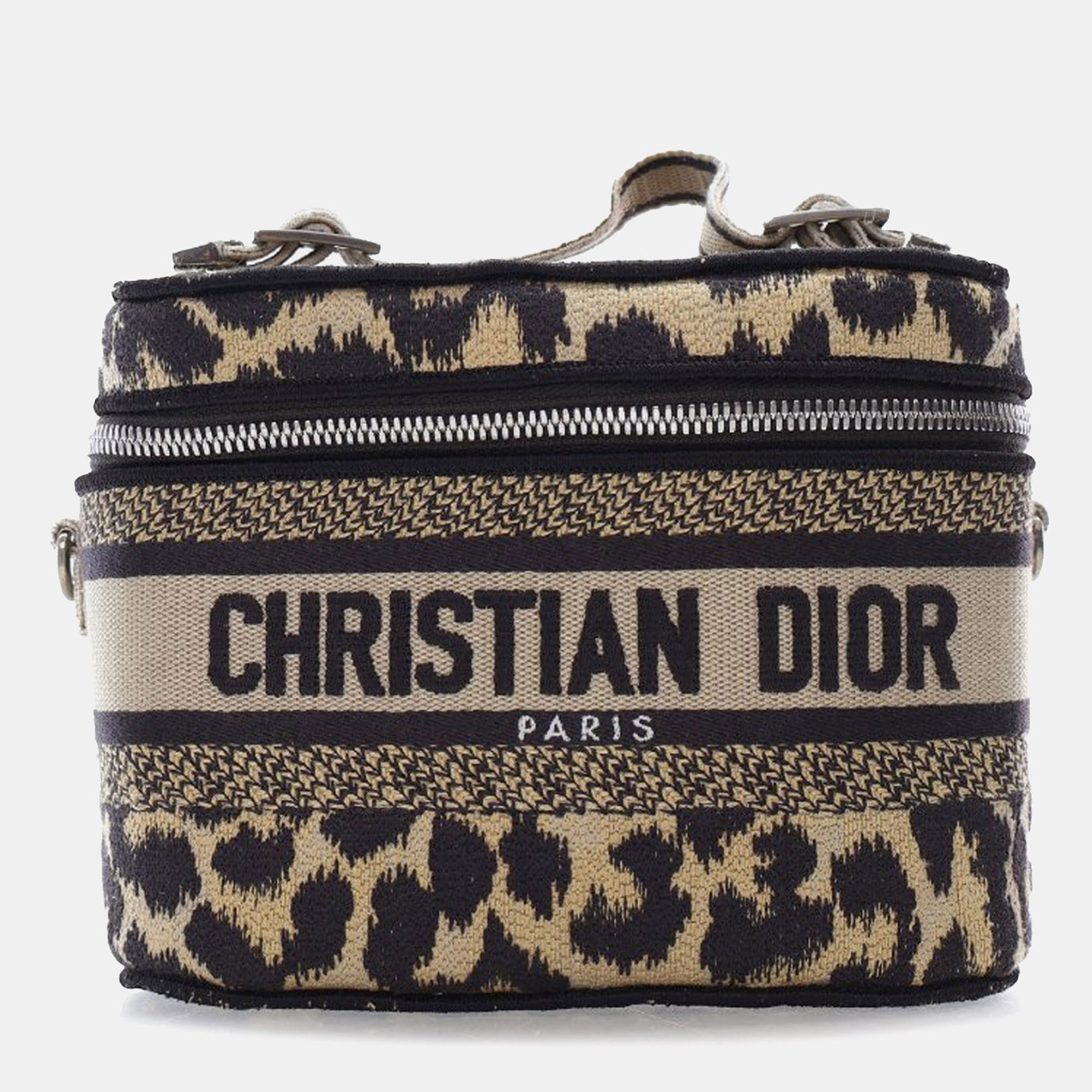 

Dior Brown Mizza Small Embroidered Canvas Diortravel Leopard Vanity Case