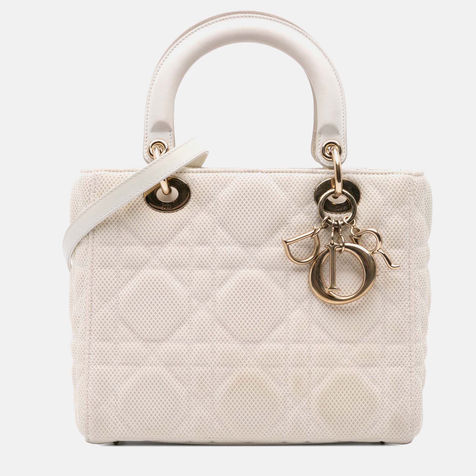 

Dior White Medium Mesh Cannage Lady Dior