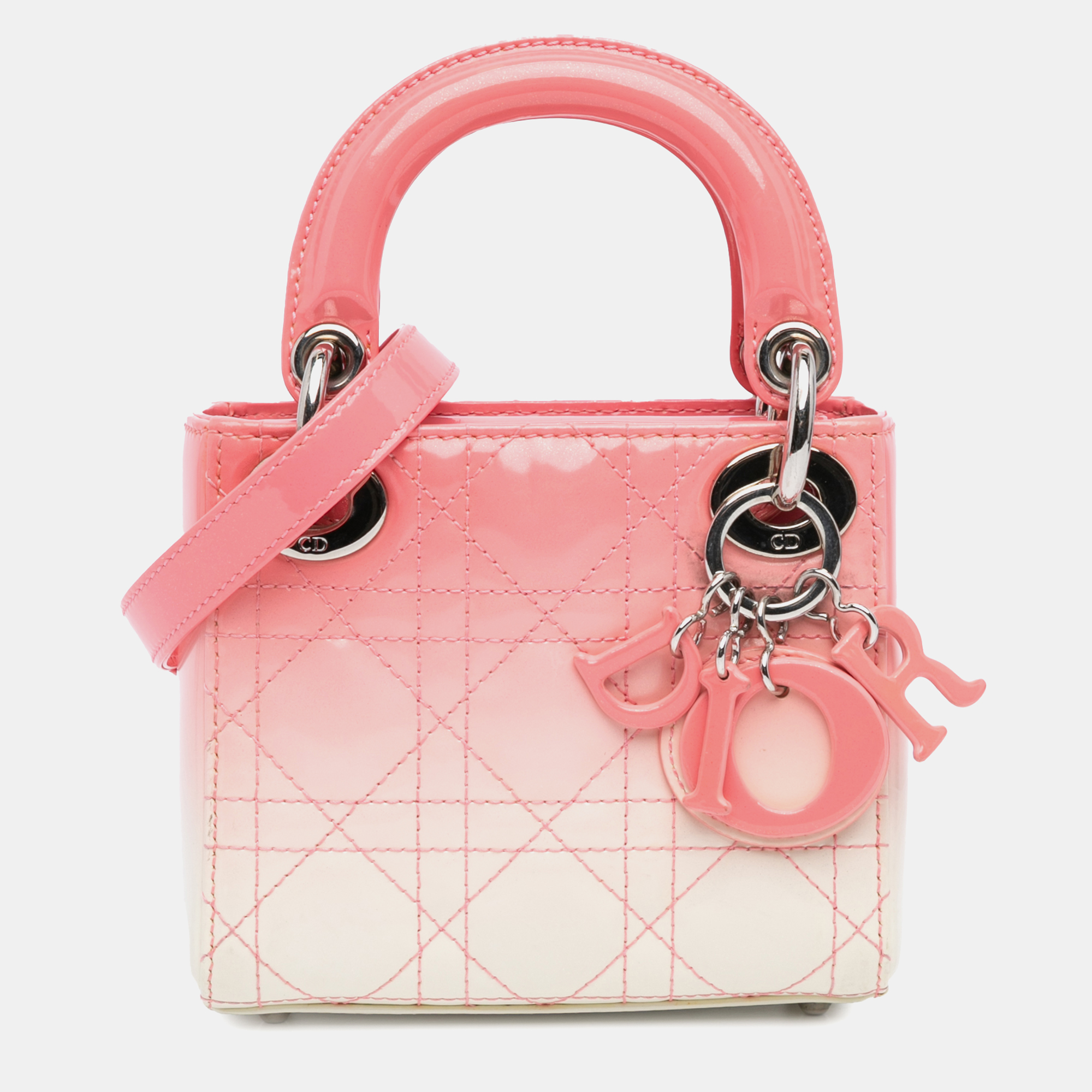 

Dior Micro Ombre Cannage Lady Dior Patent Pink/White Bag